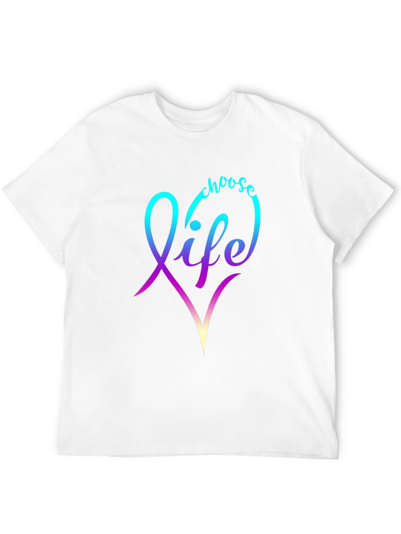 Black Choose Life T-Shirt - Gradient Heart Design view 12