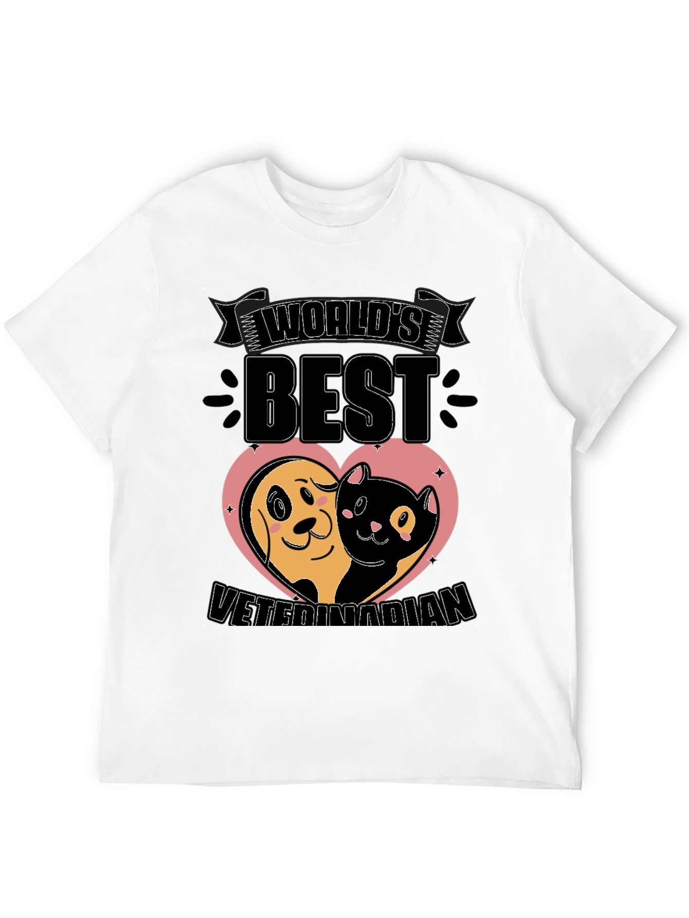Black World's Best Veterinarian T-Shirt - Dog & Cat Heart view 12