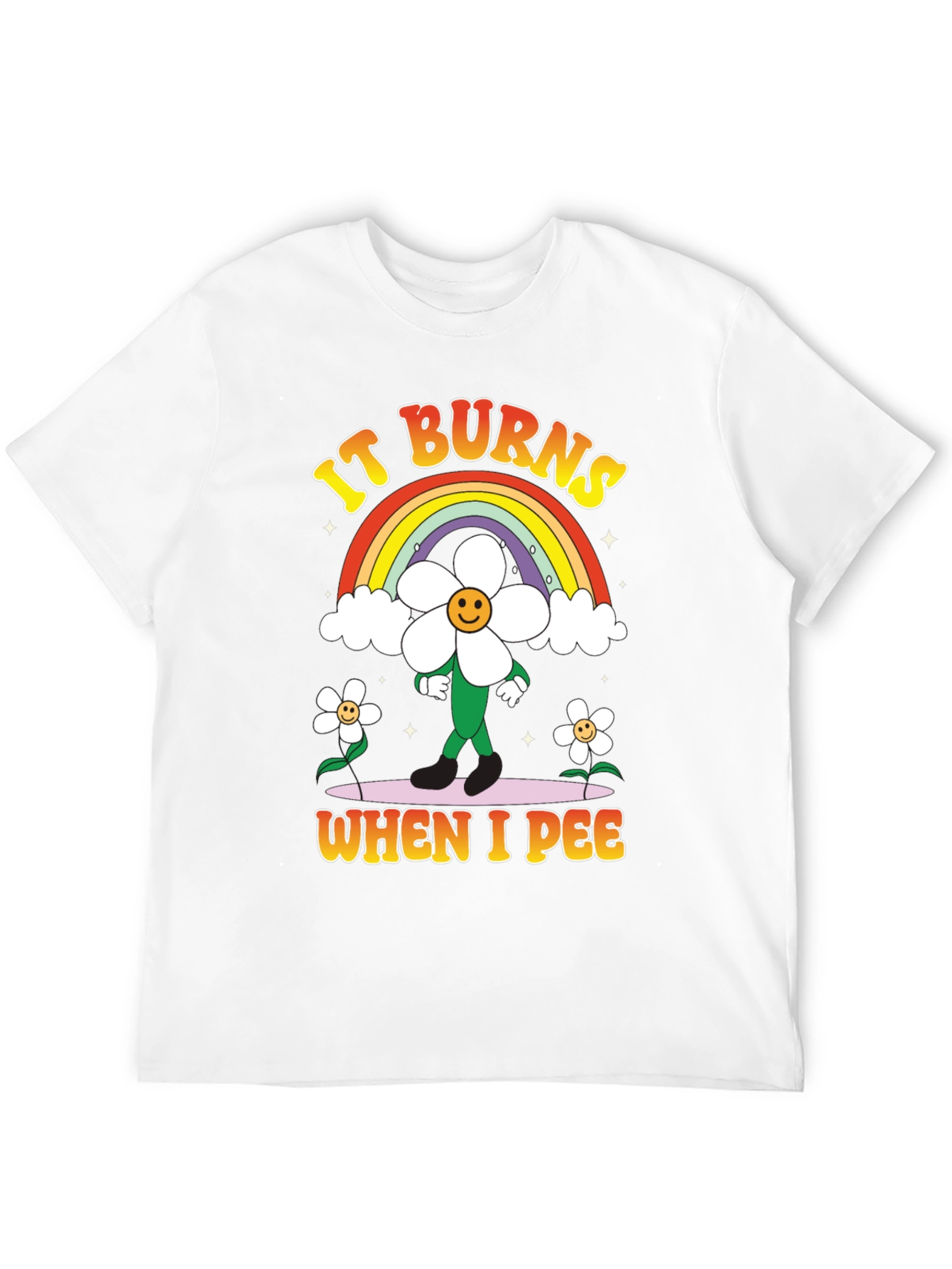 Black Funny Graphic T-Shirt - It Burns When I Pee Rainbow view 12