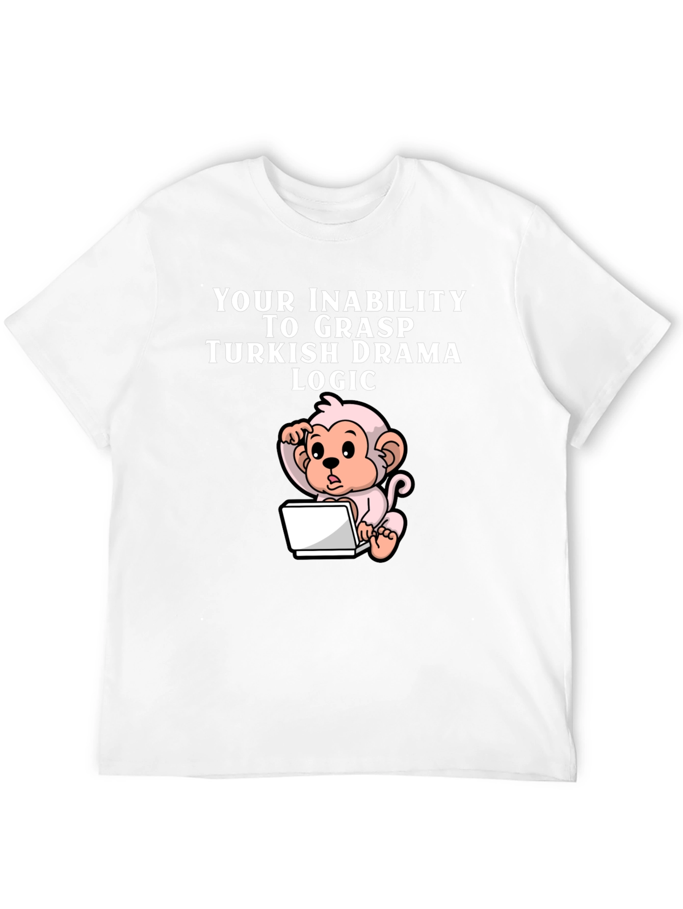 Black Humorous Turkish Drama Logic Monkey T-Shirt view 12