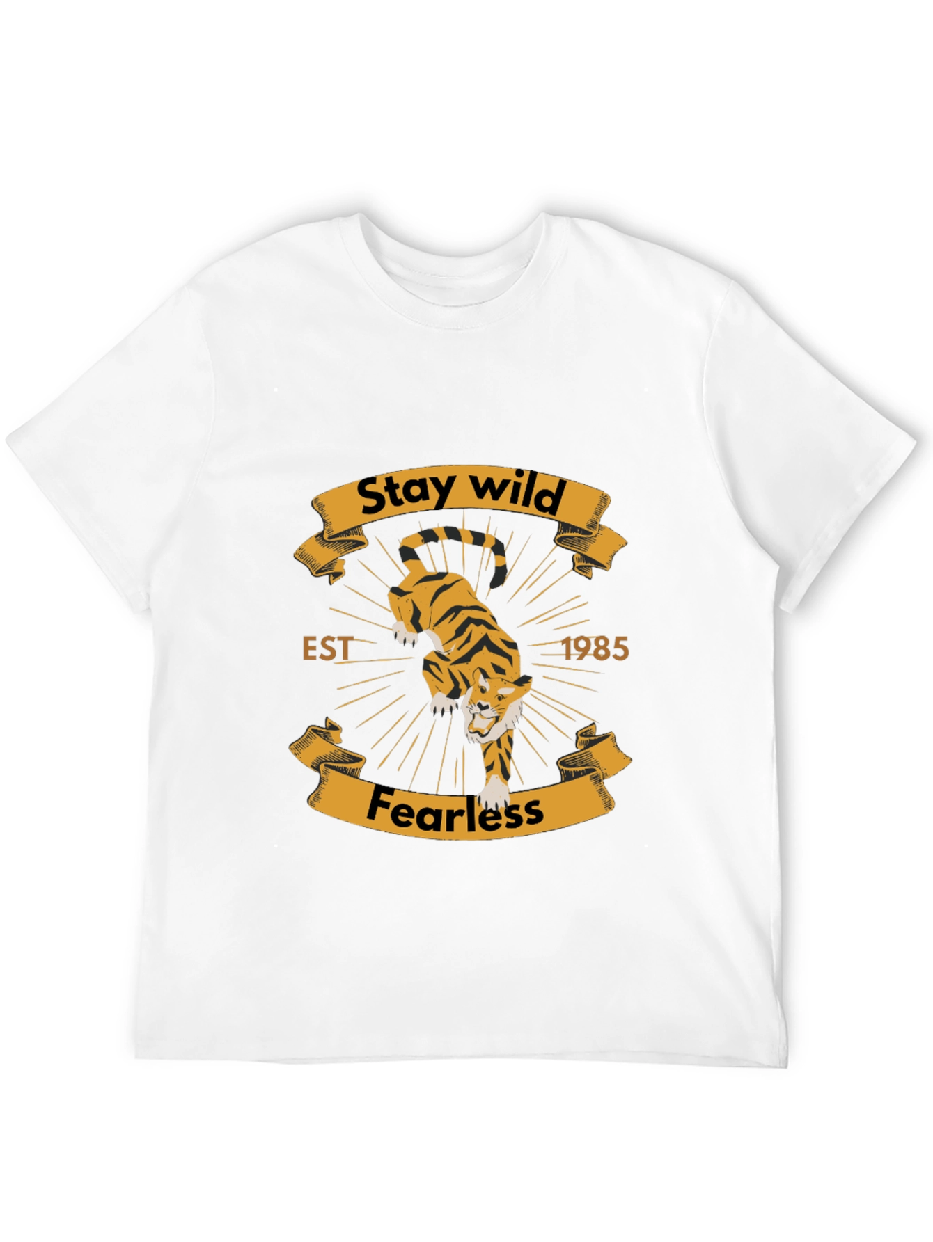 Black Stay Wild Tiger Graphic Black T-Shirt view 12