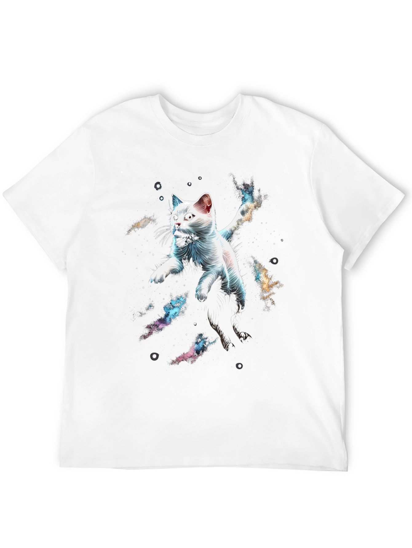 Black Cosmic Cat T-Shirt - Galaxy Kitten Graphic Tee view 12
