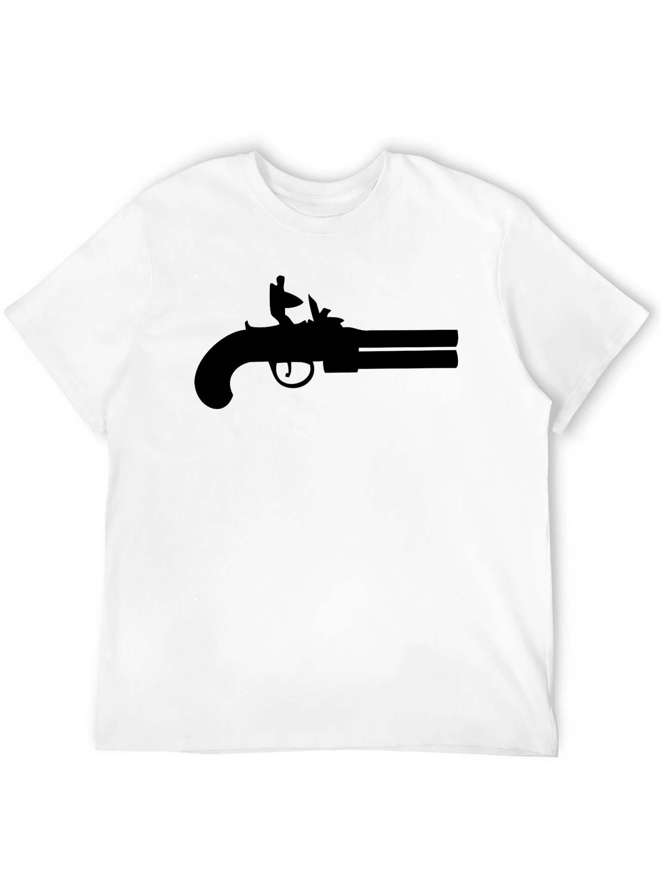 Black Double Barrel Pistol Graphic Tee - Black Cotton T-Shirt view 12