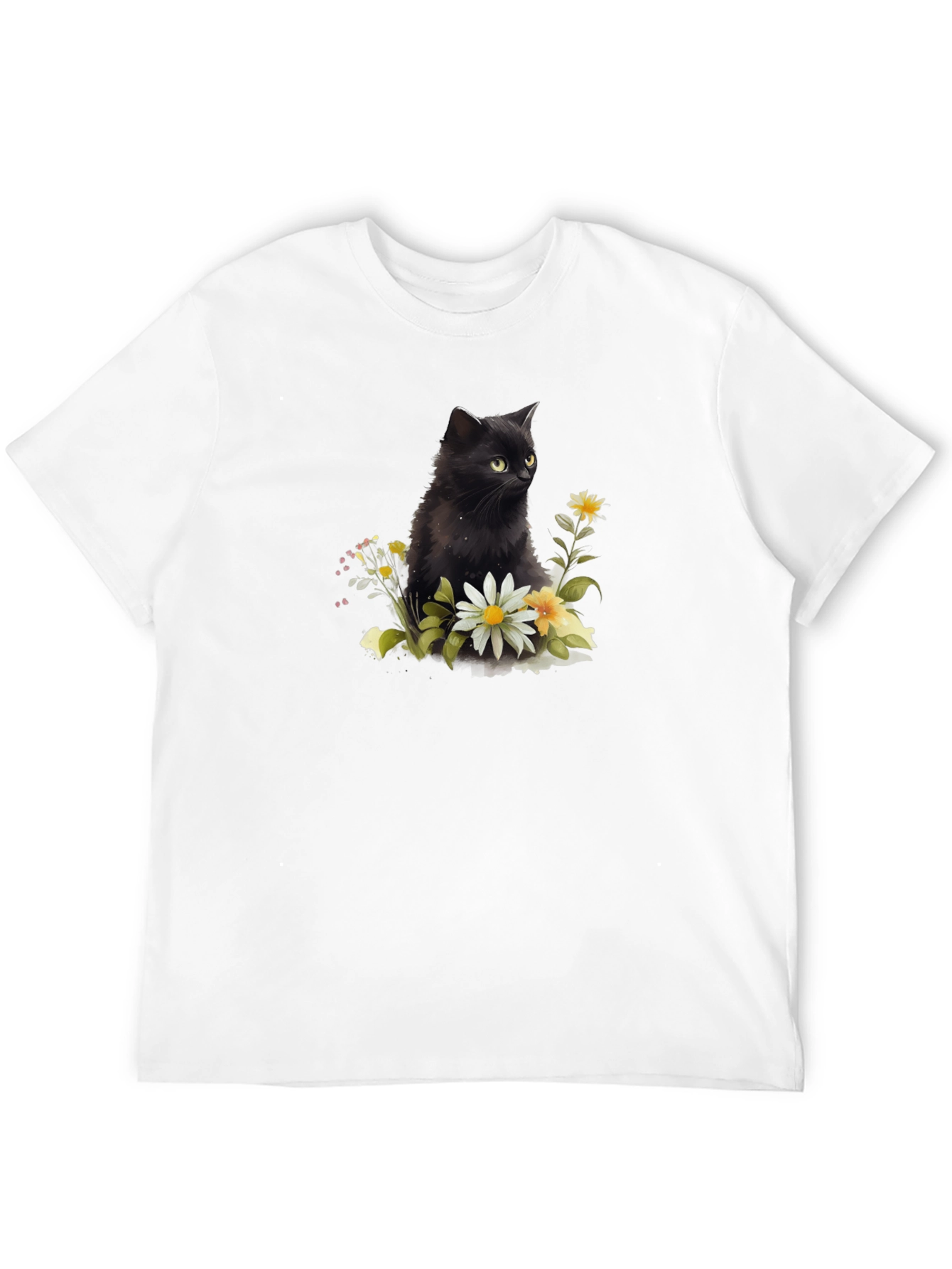 Black Black Cat Floral T-Shirt - Soft Cotton Blend view 12