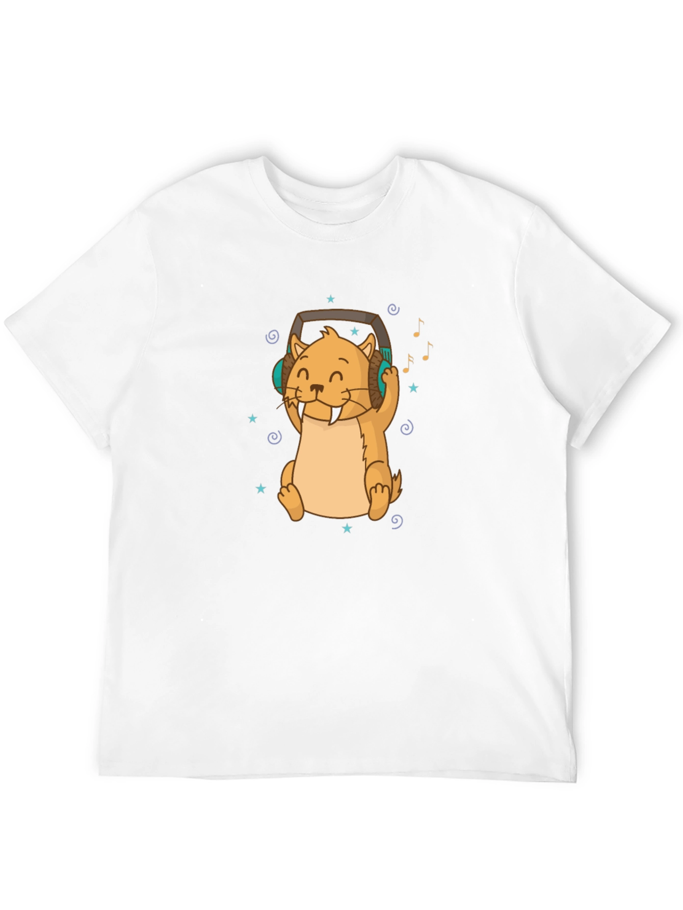 Black Cute Otter with Headphones Black T-Shirt view 12