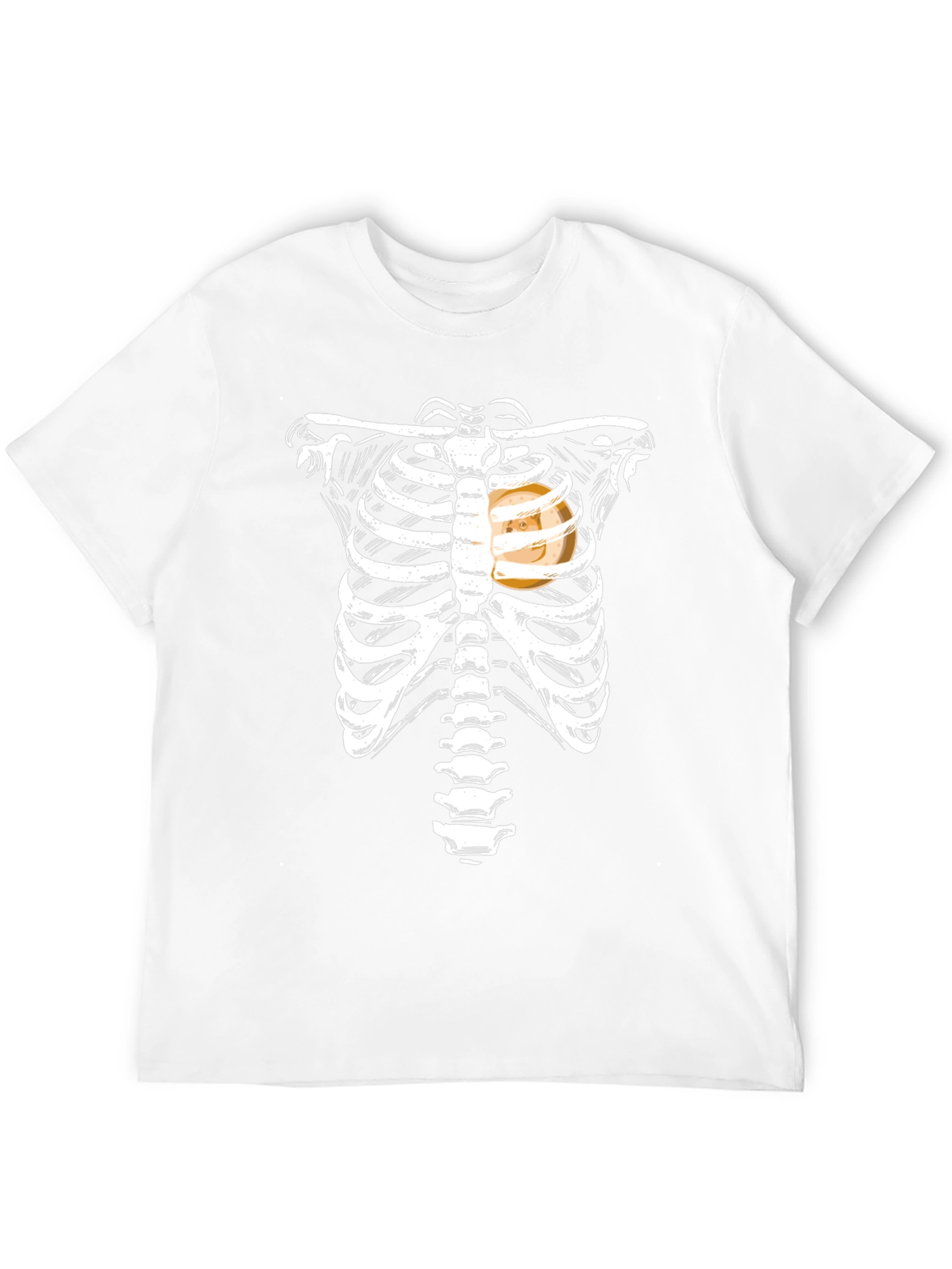 Black Skeleton Ribcage Doge Heart Funny T-Shirt view 12