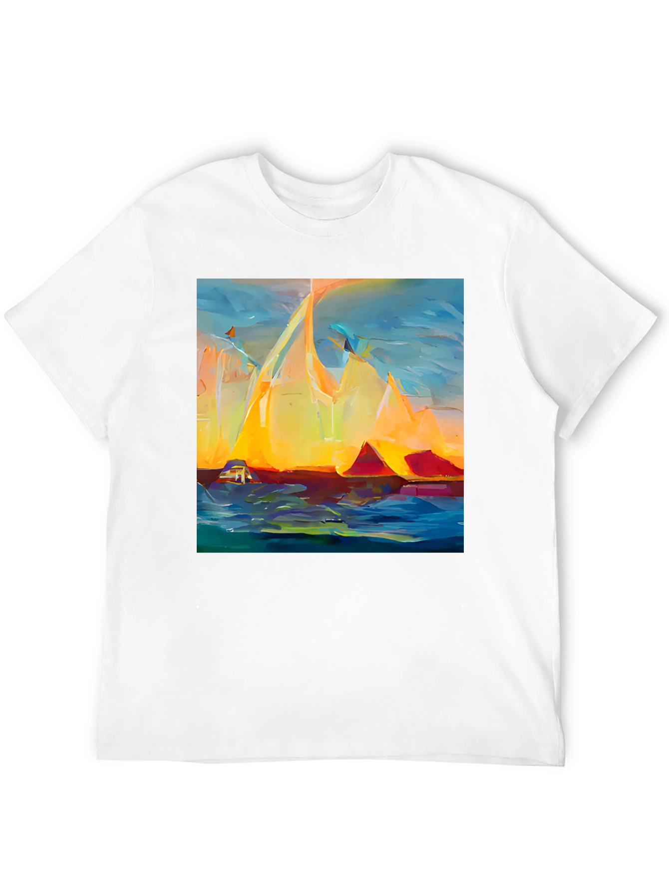 Black Abstract Mountain Sunset T-Shirt view 12