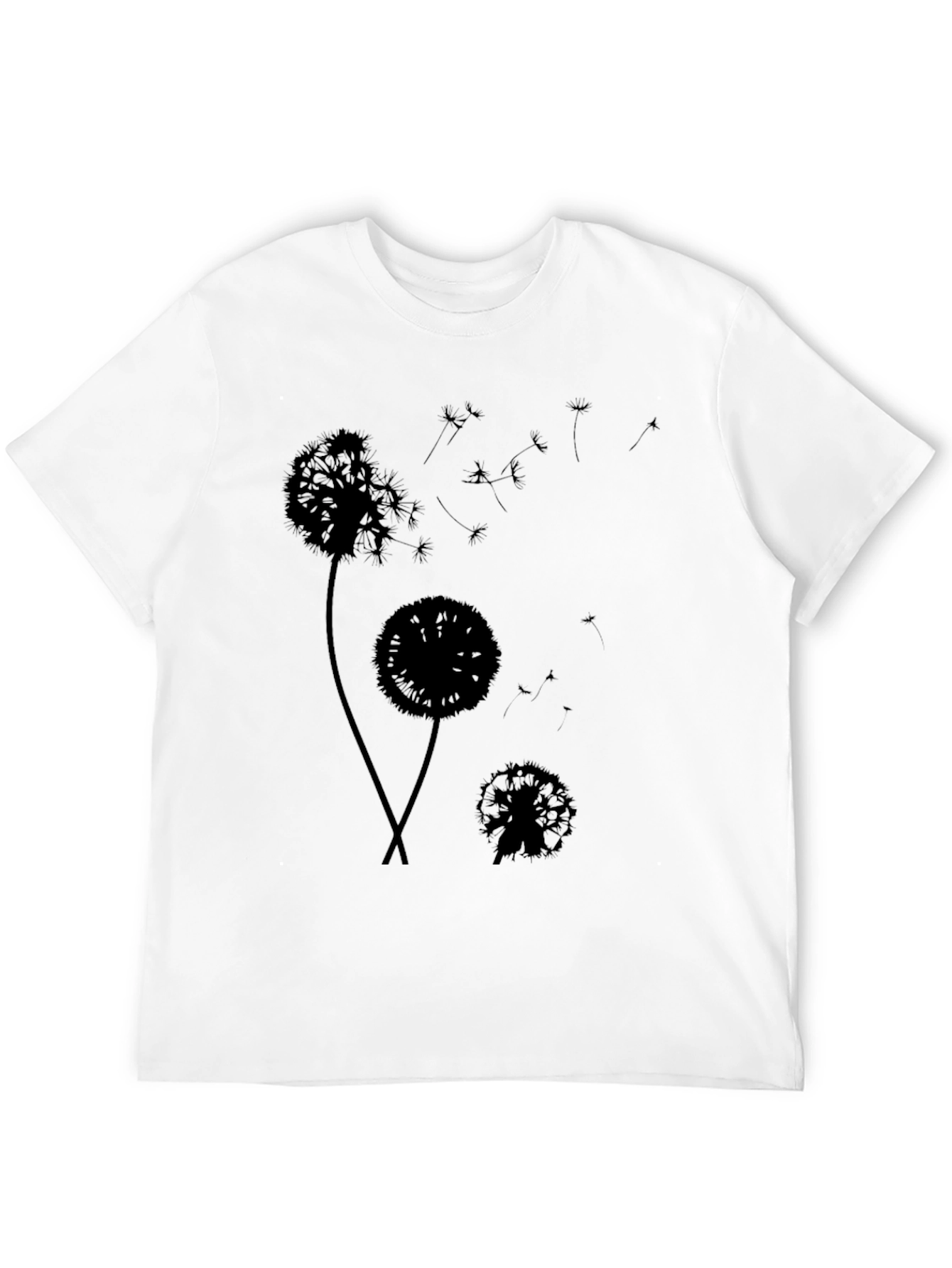 Black Dandelion Silhouette Black T-Shirt - Stylish Graphic Tee view 12