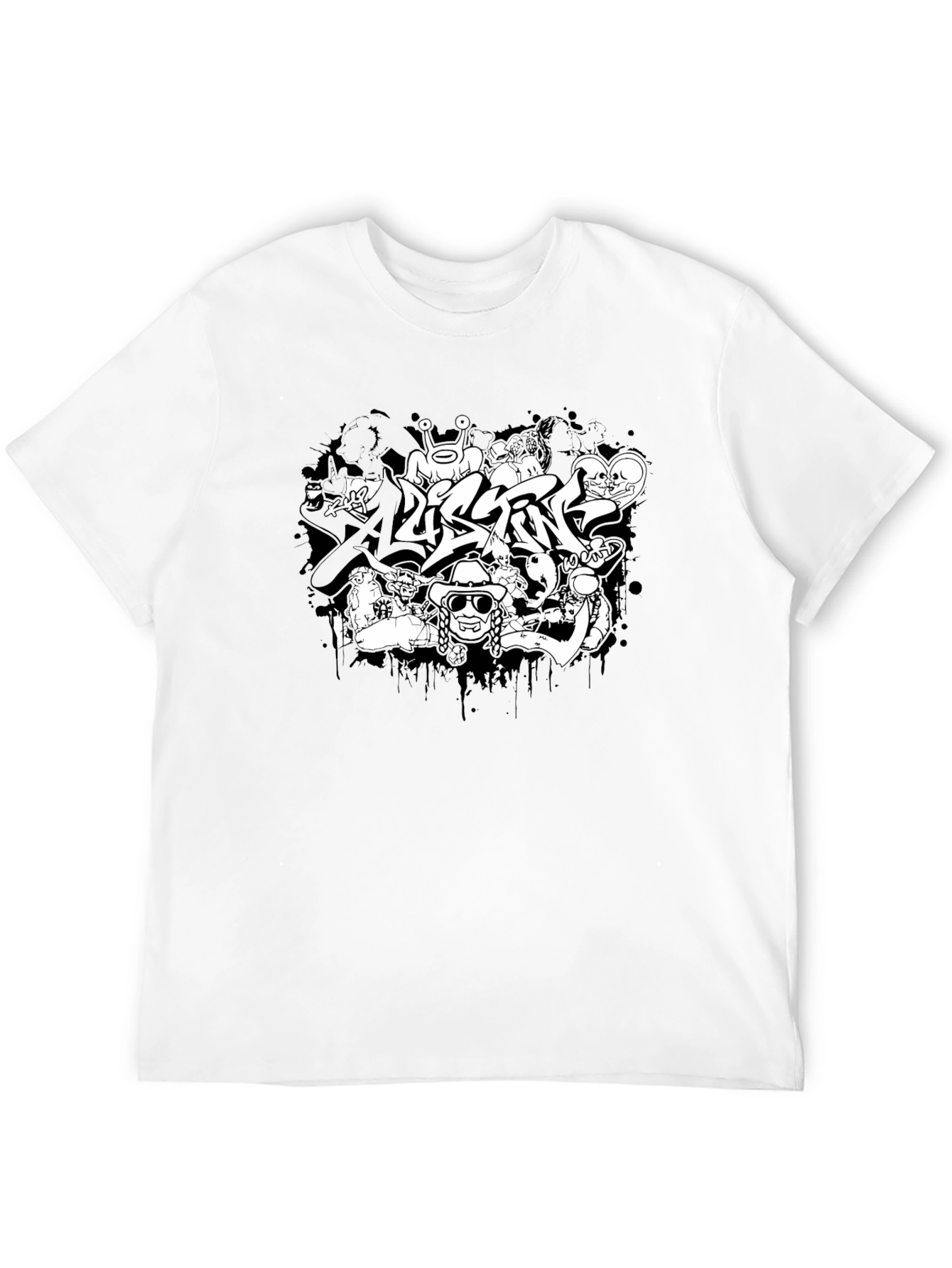 Black Cool Graphic Print T-Shirt - Black Cotton Tee view 12