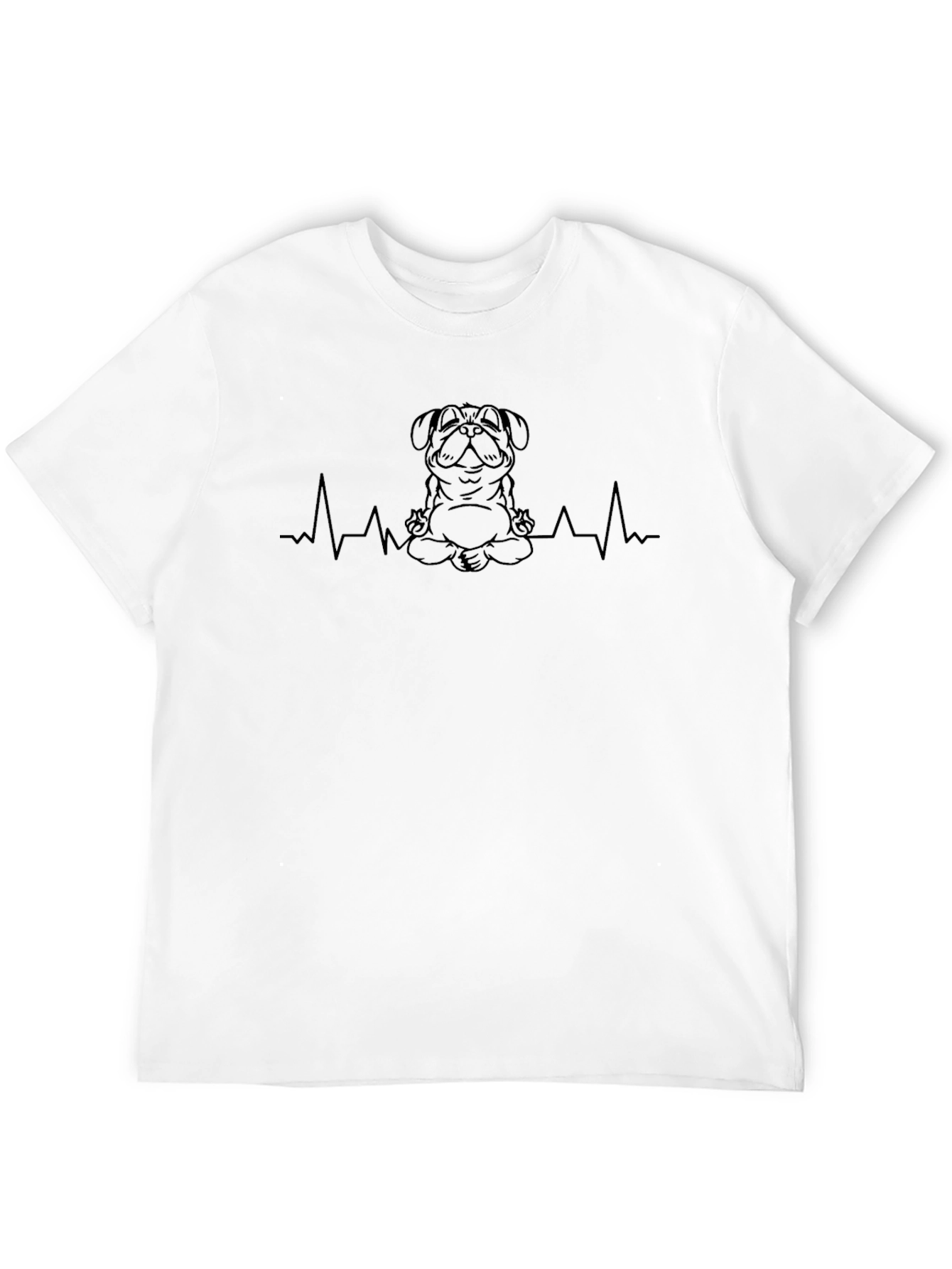 Black Yoga Pug Heartbeat T-Shirt view 12