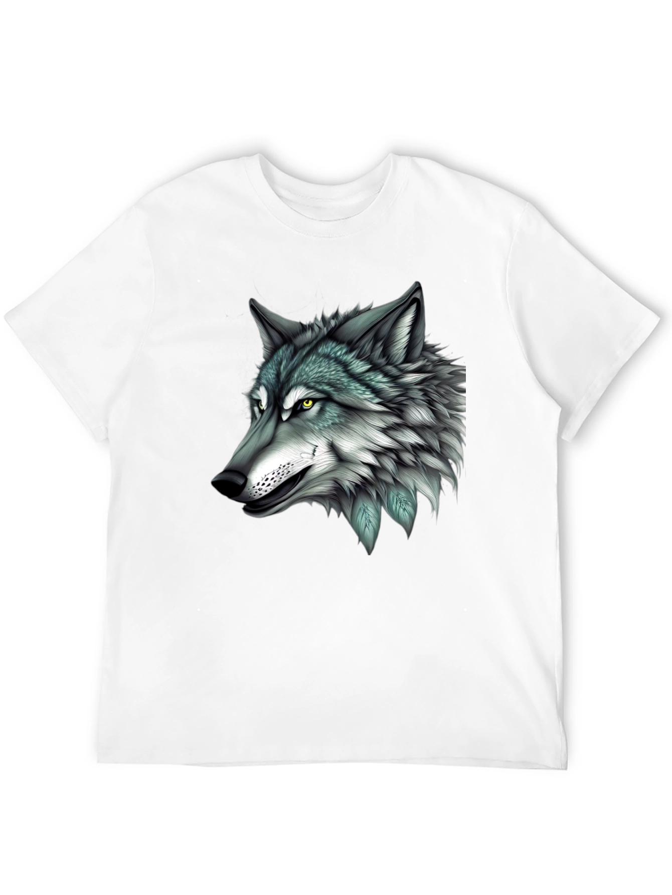 Black Wolf Graphic Print Black T-Shirt for Men view 12