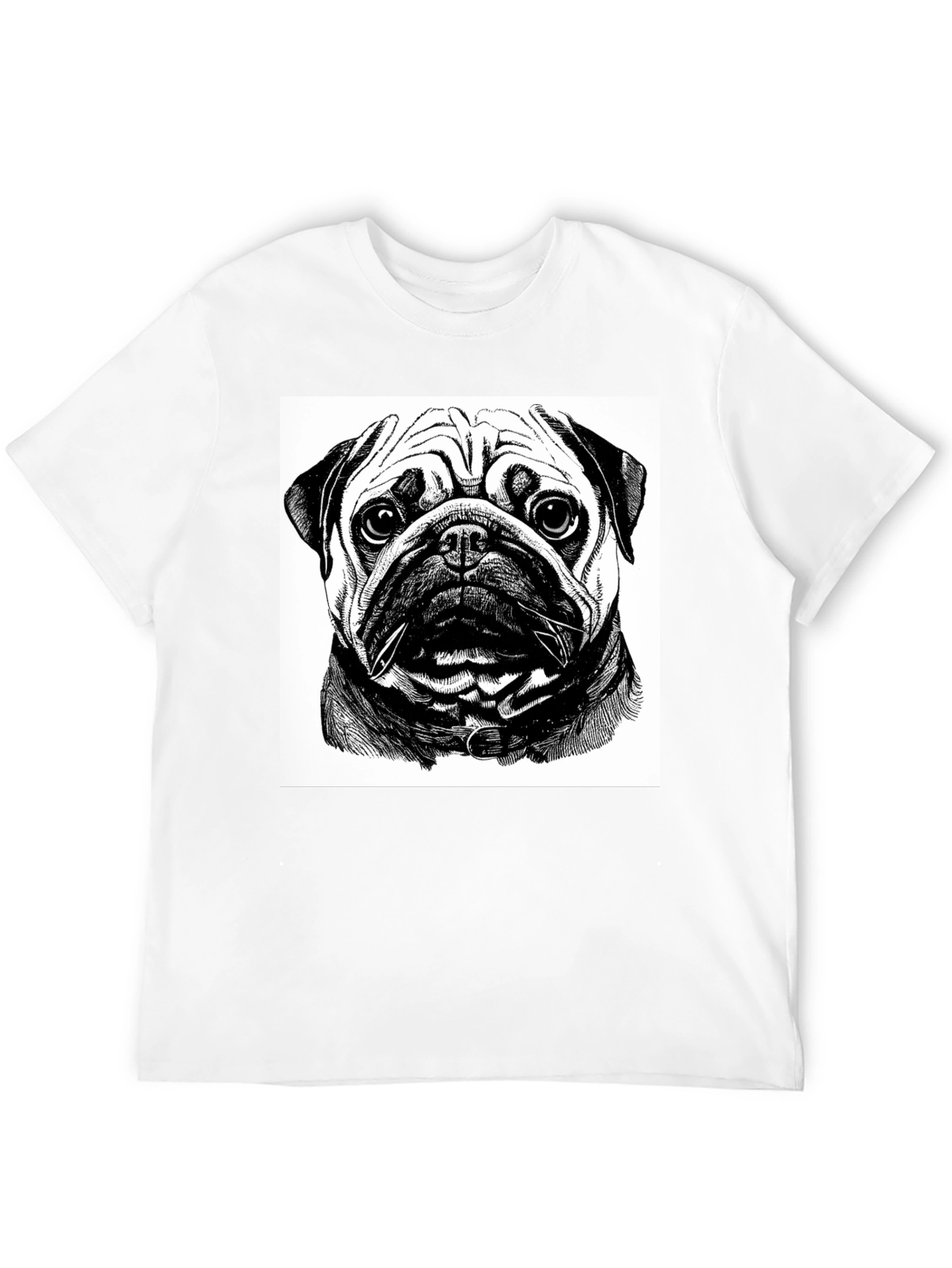 Black Pug Portrait Graphic Black T-Shirt view 12