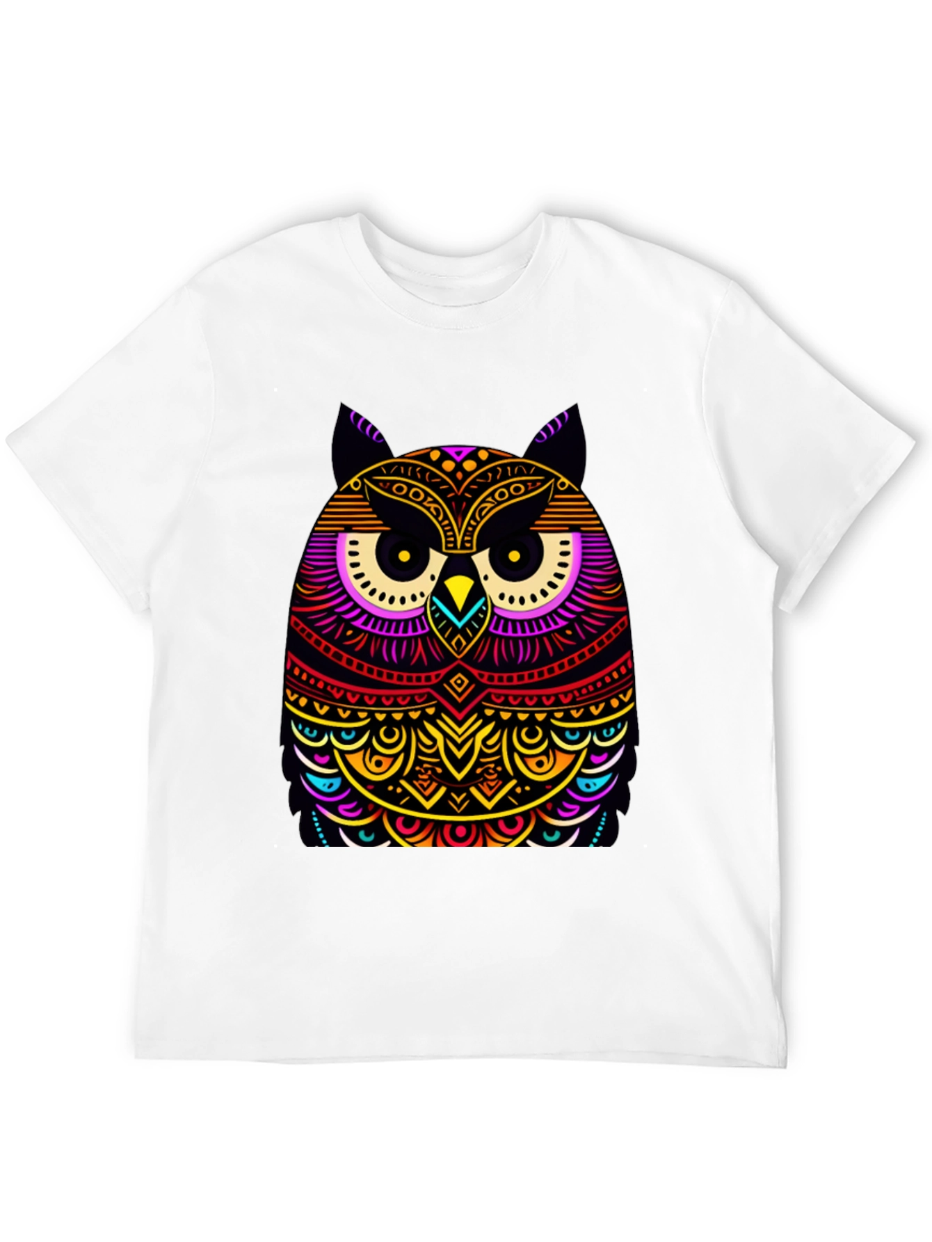 Black Vibrant Owl Graphic Black T-Shirt view 12