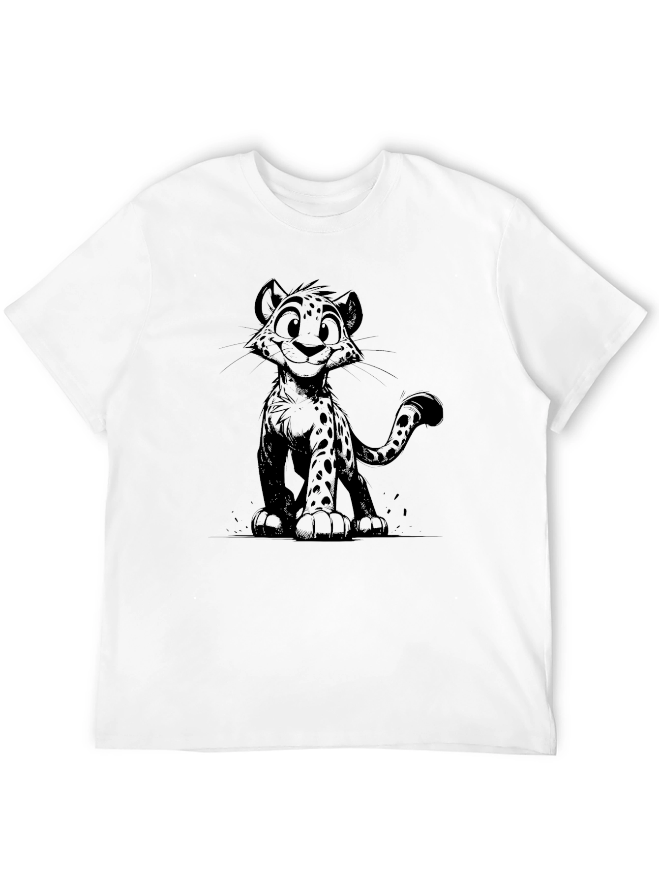 Black Cartoon Cheetah Graphic Black T-Shirt view 12