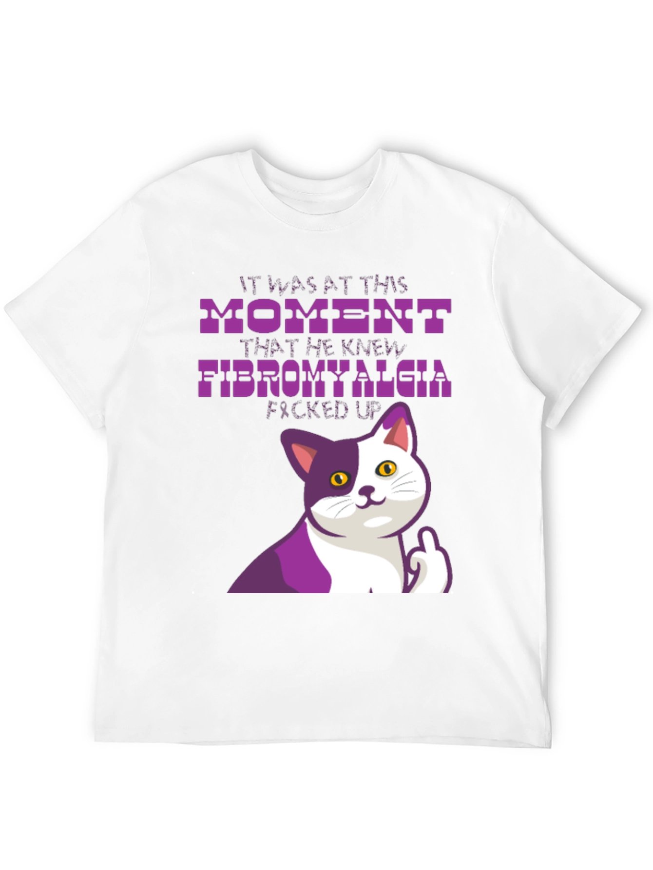 Black Funny Fibromyalgia Cat T-Shirt view 12