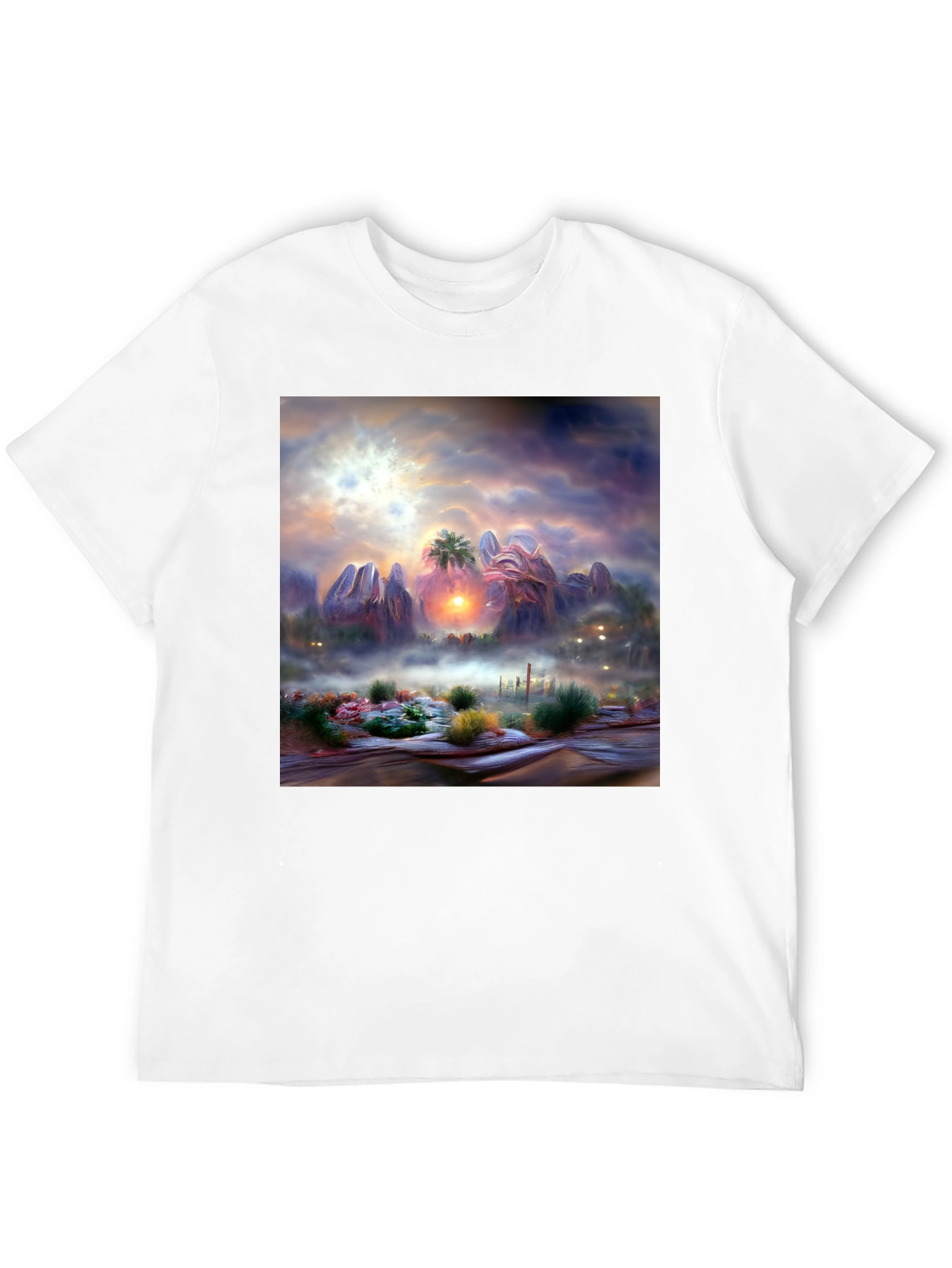 Black Sunset Desert Graphic Tee - Artistic Men's Shirt view 12