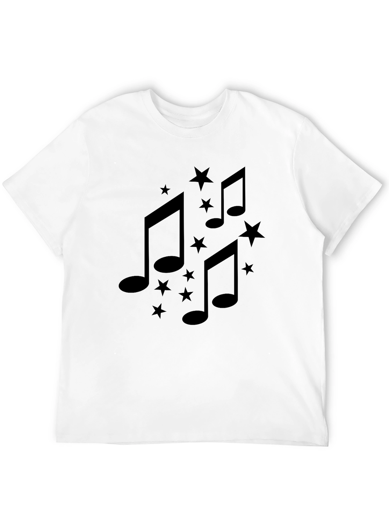 Black Musical Notes & Stars Graphic Tee - Stylish Black T-Shirt view 12