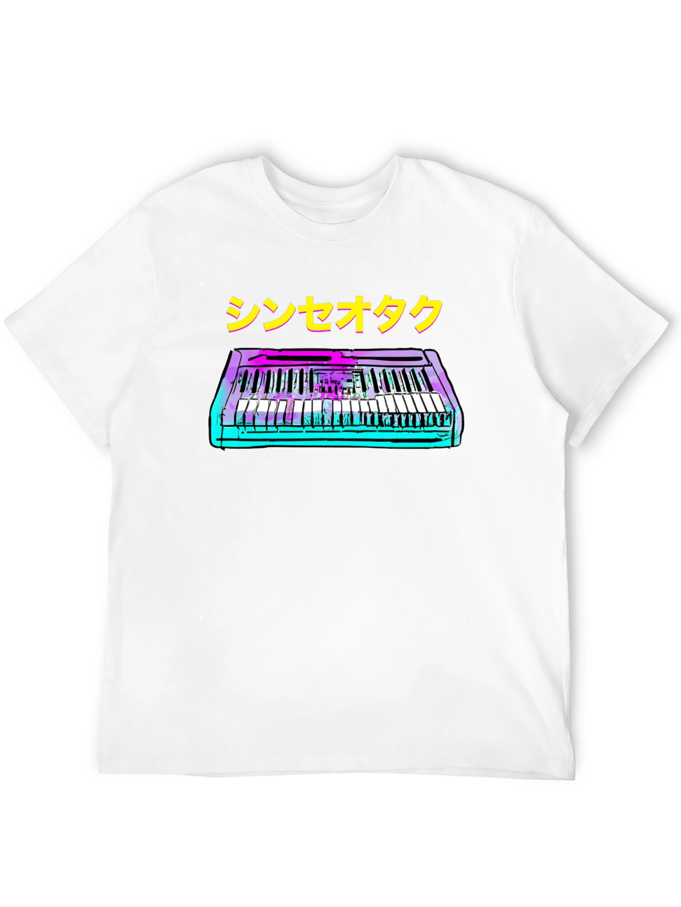 Black Synthwave Keyboard T-Shirt - Retro Music Style view 12