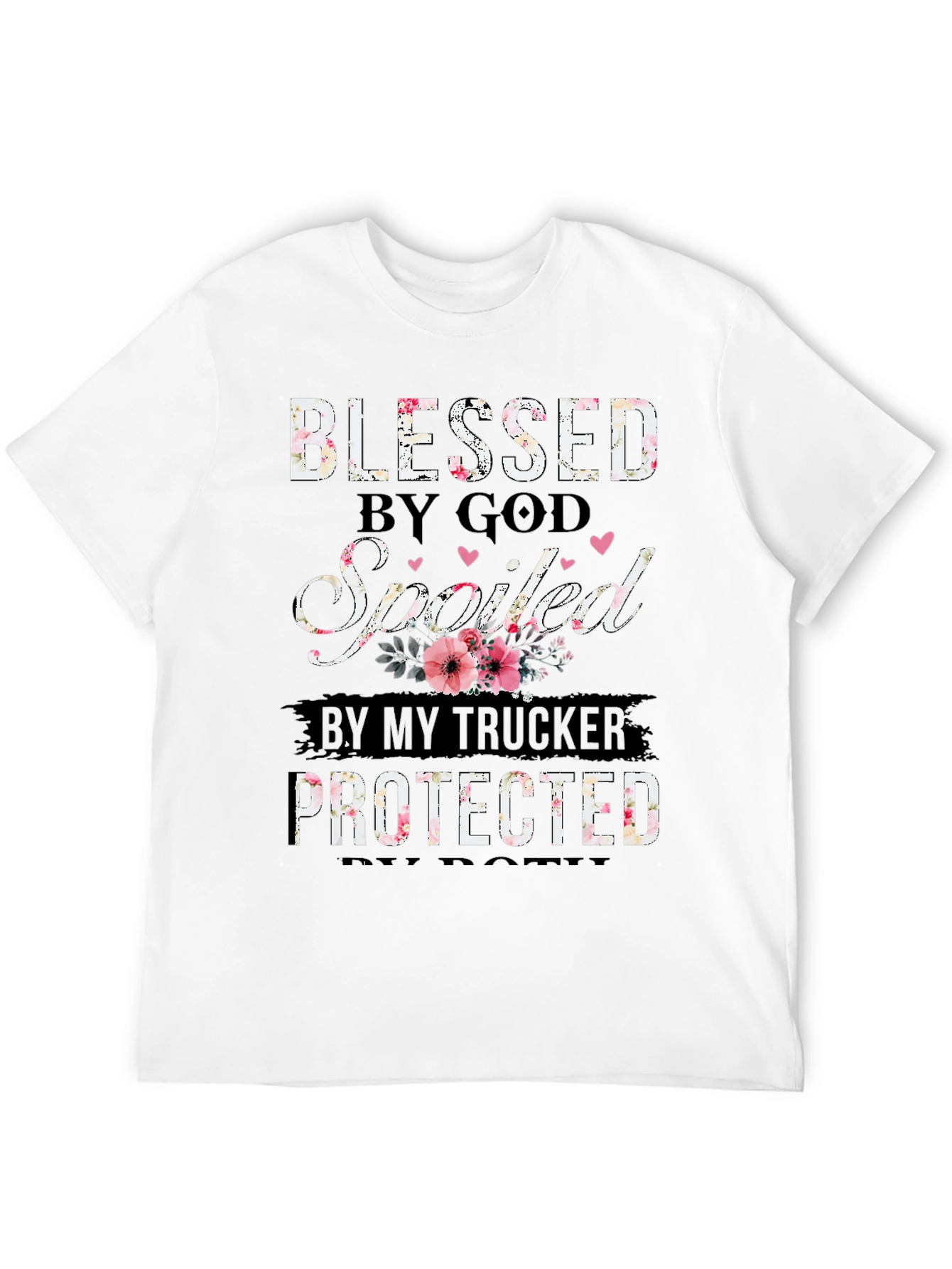 Black Blessed by God Trucker T-Shirt view 12