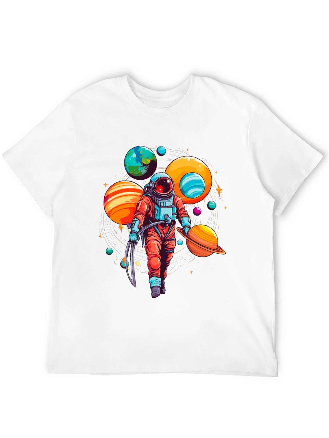 Black Astronaut Planets Graphic Tee - Space Lover T-Shirt view 12