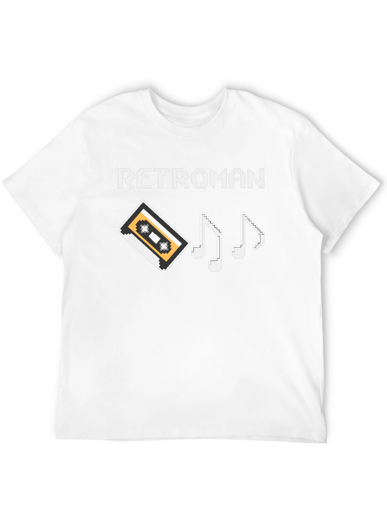 Retroman Black Pixel Cassette & Music Notes T-Shirt - 12