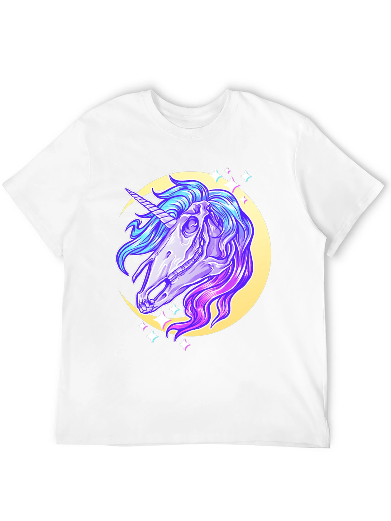 Black Unicorn Skull Graphic Tee - Black Cotton T-Shirt view 12