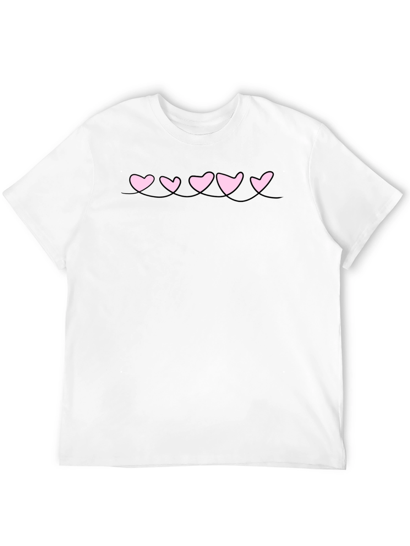 Black Men's Black T-Shirt with Pink Heart Design view 12