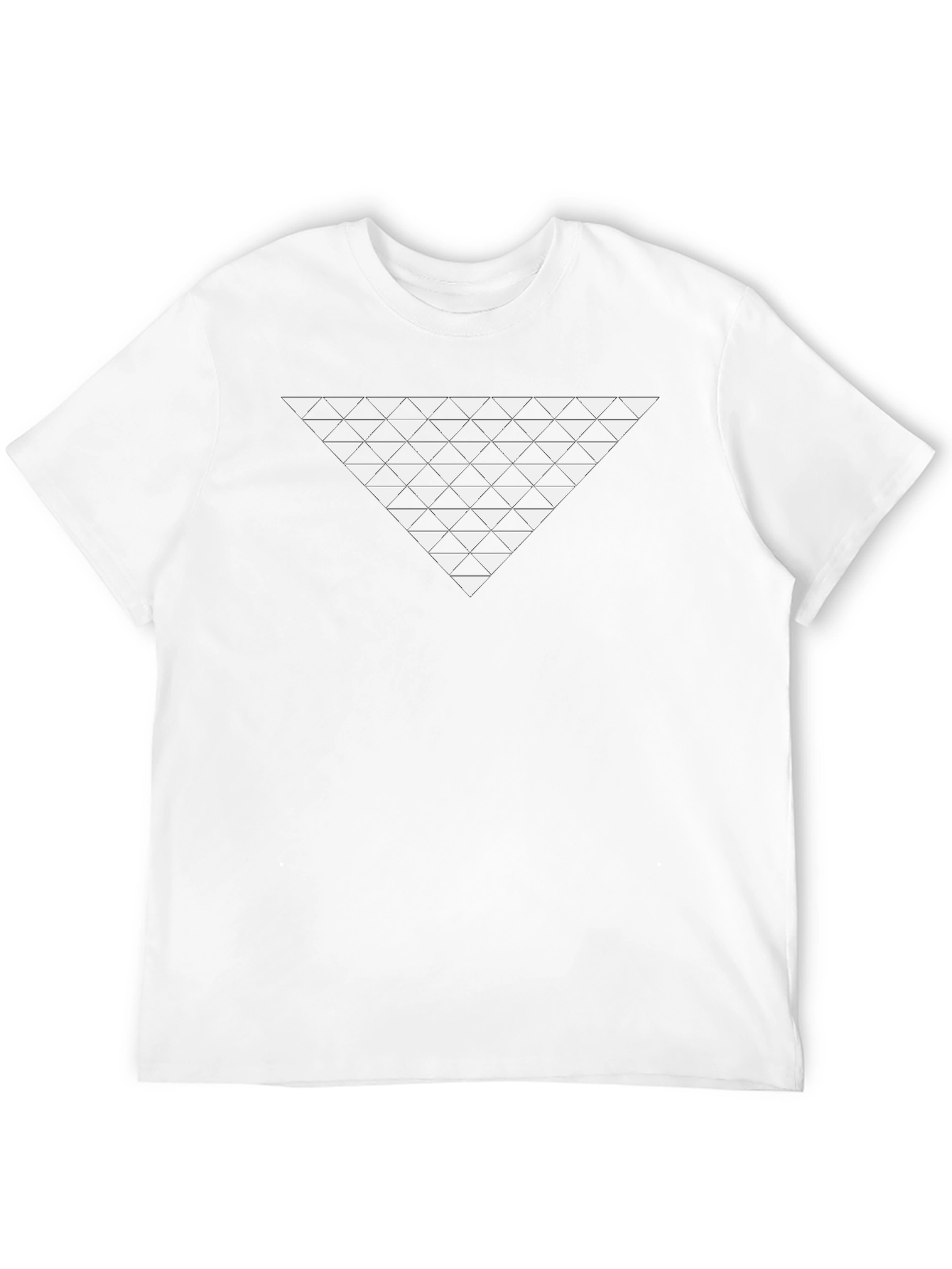 Black Geometric Triangle Pattern Black T-Shirt view 12