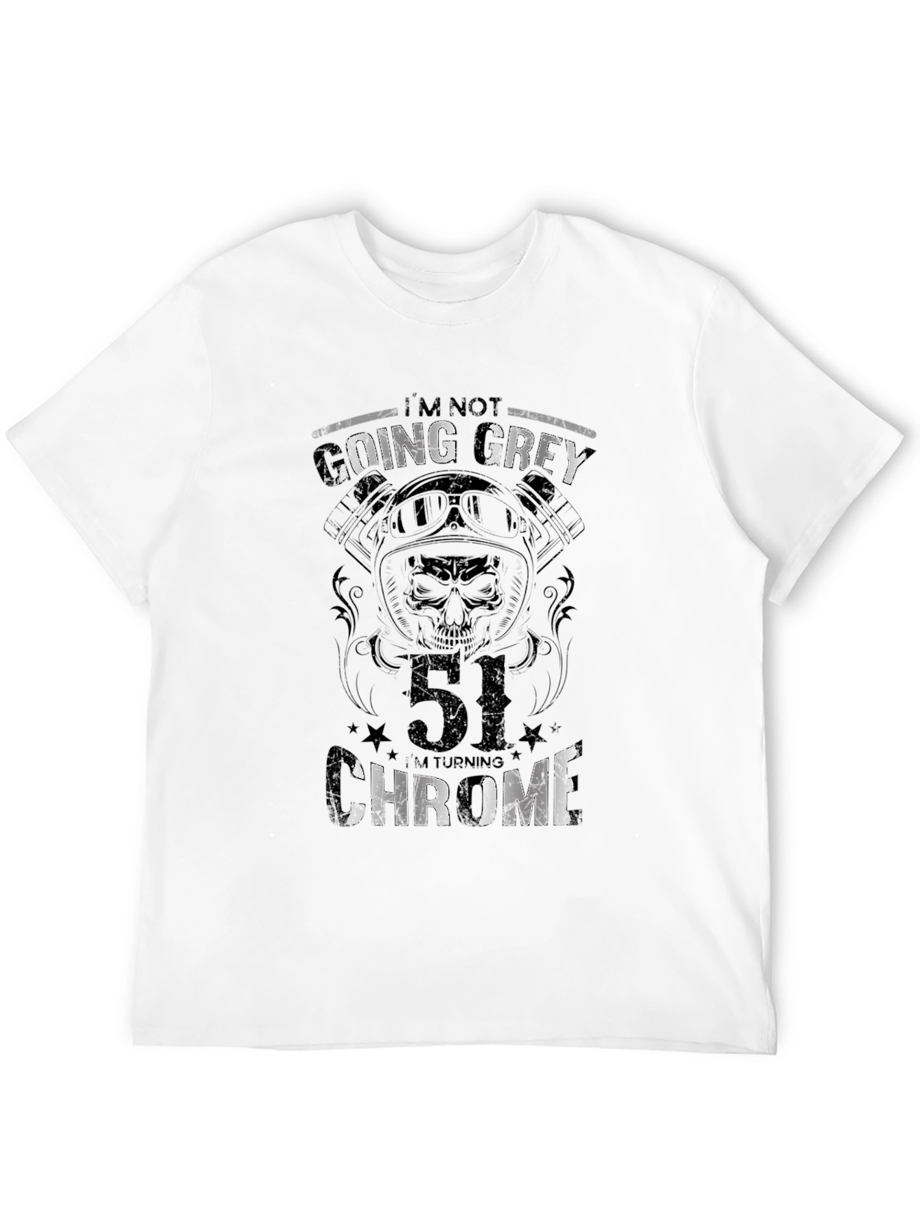 Black 51st Birthday Biker T-Shirt - I'm Not Going Grey view 12