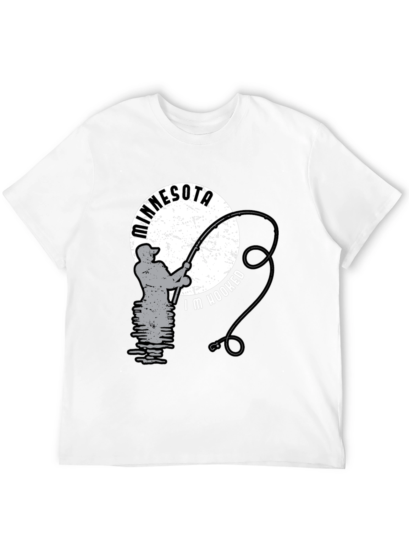 Black Minnesota Fishing T-Shirt - I'm Hooked! view 12