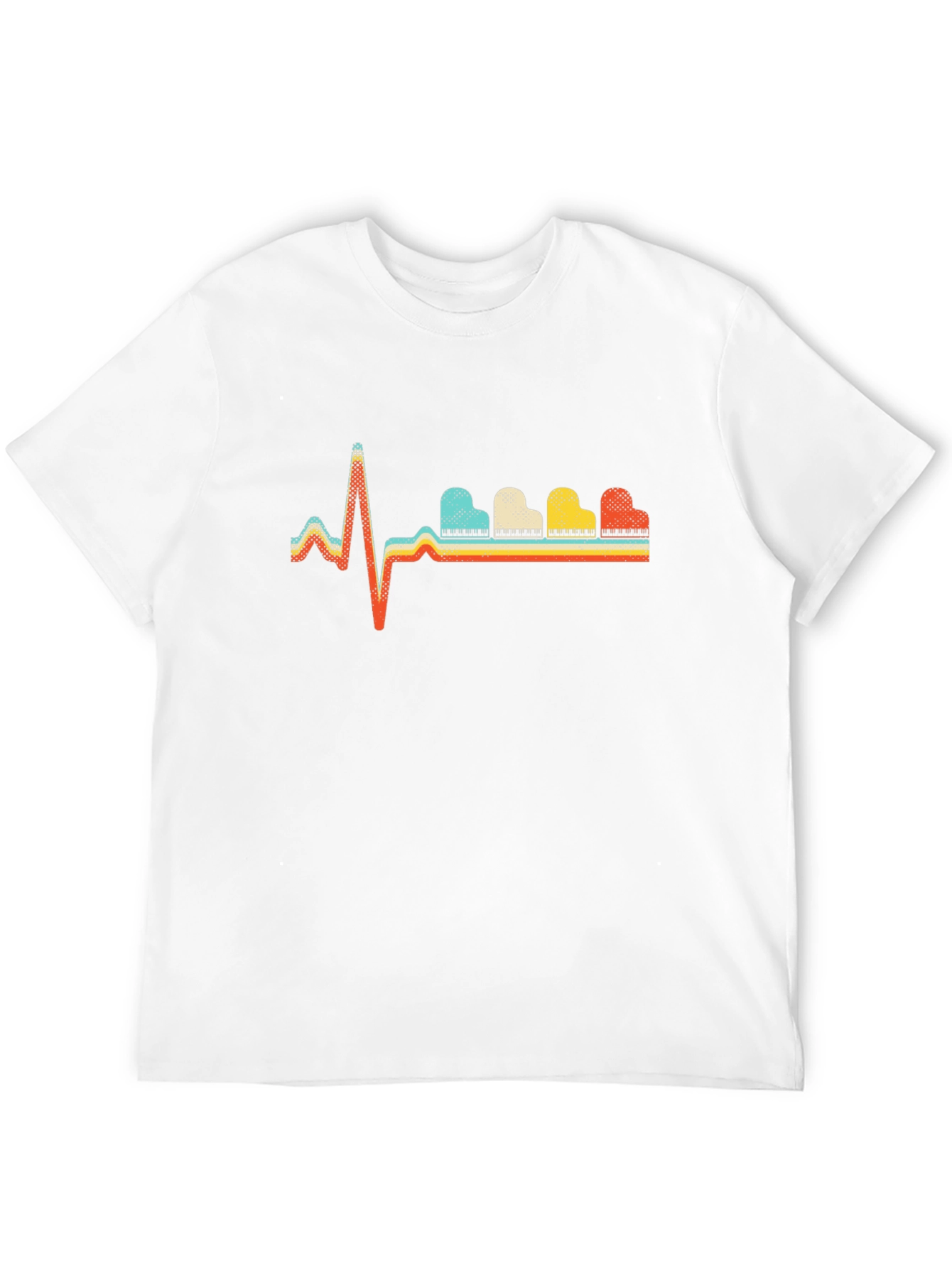 Black Retro Piano Heartbeat T-Shirt view 12