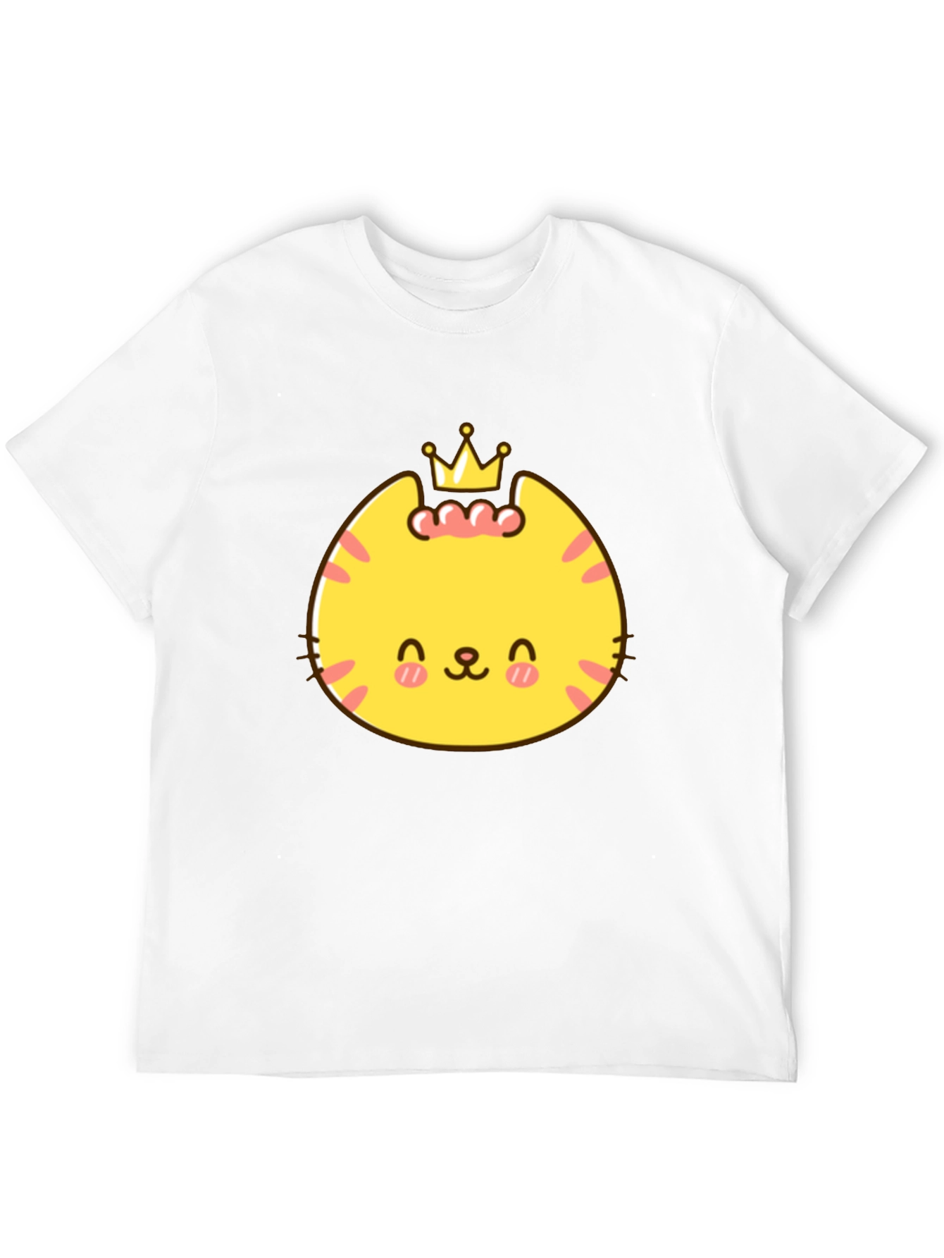 Black Cute Cartoon Crown Cat Graphic Tee - Black view 12
