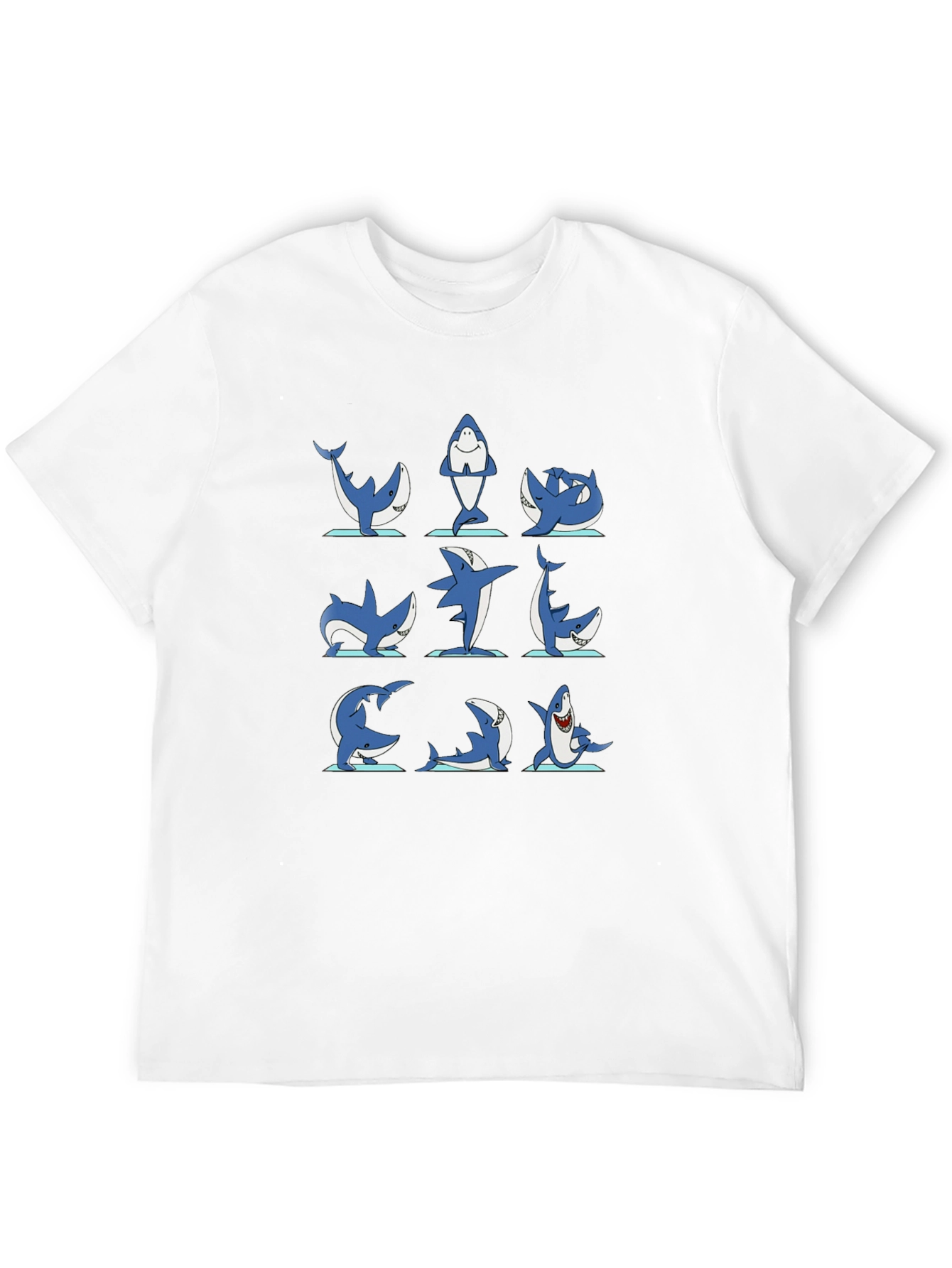 Black Shark Yoga Pose T-Shirt - Black Cotton Tee view 12