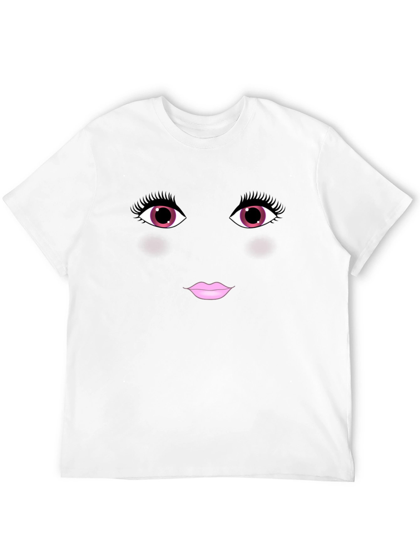 Black Funny Face Graphic Tee - Pink Eyes Lips Black Shirt view 12