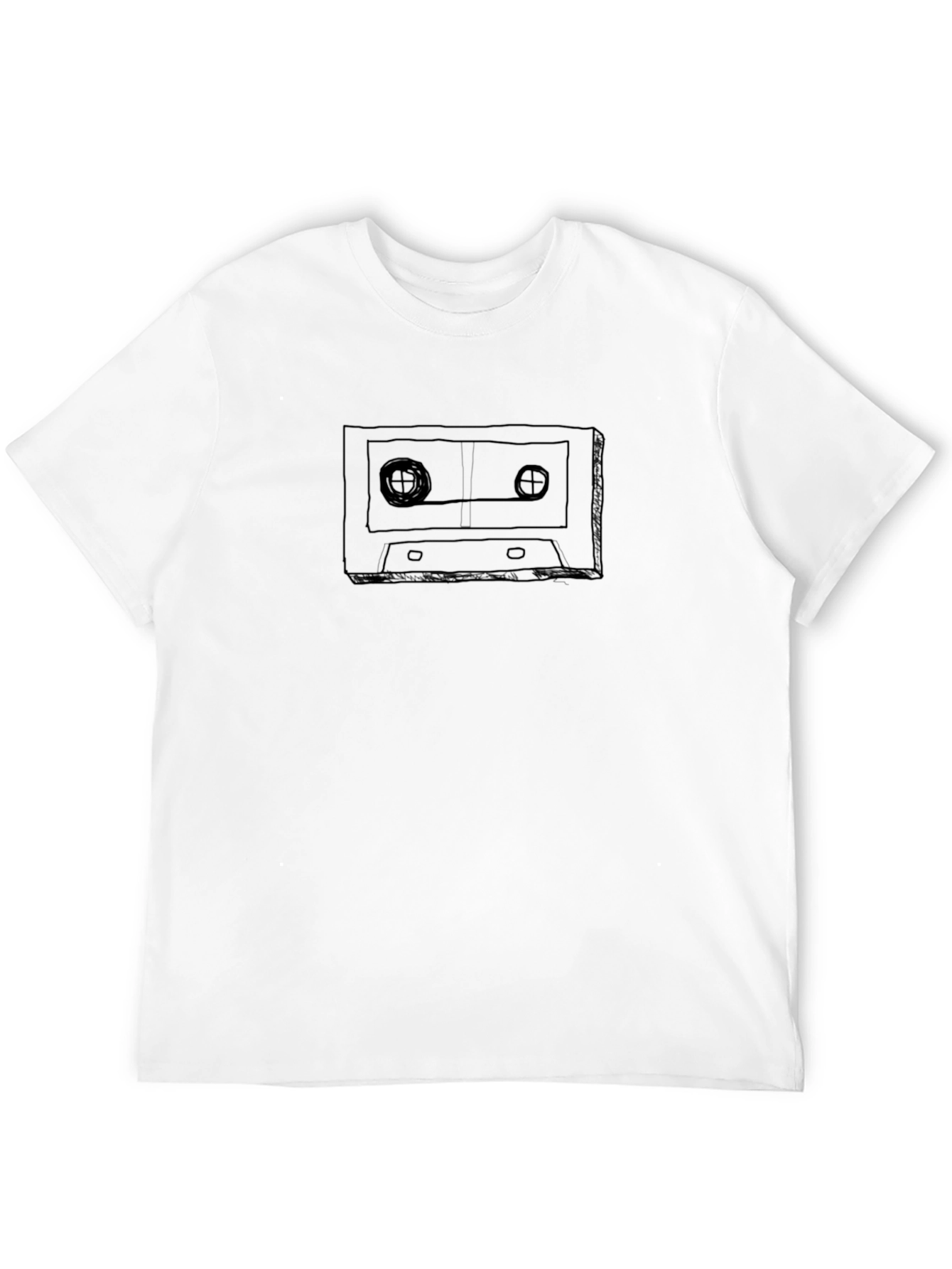 Black Retro Cassette Tape Graphic Tee - Black Cotton T-Shirt view 12