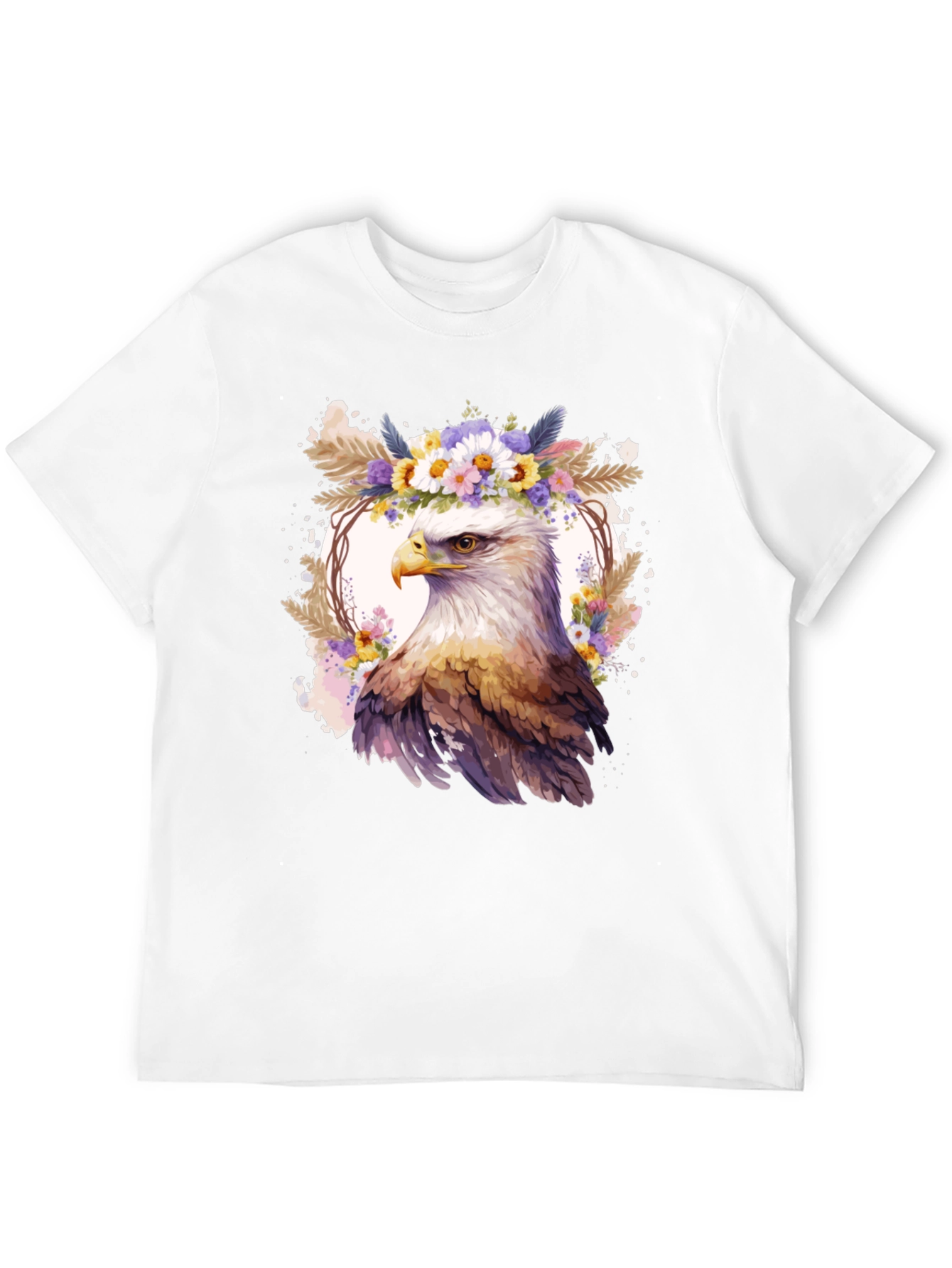 Black Eagle Floral Wreath Graphic T-Shirt view 12