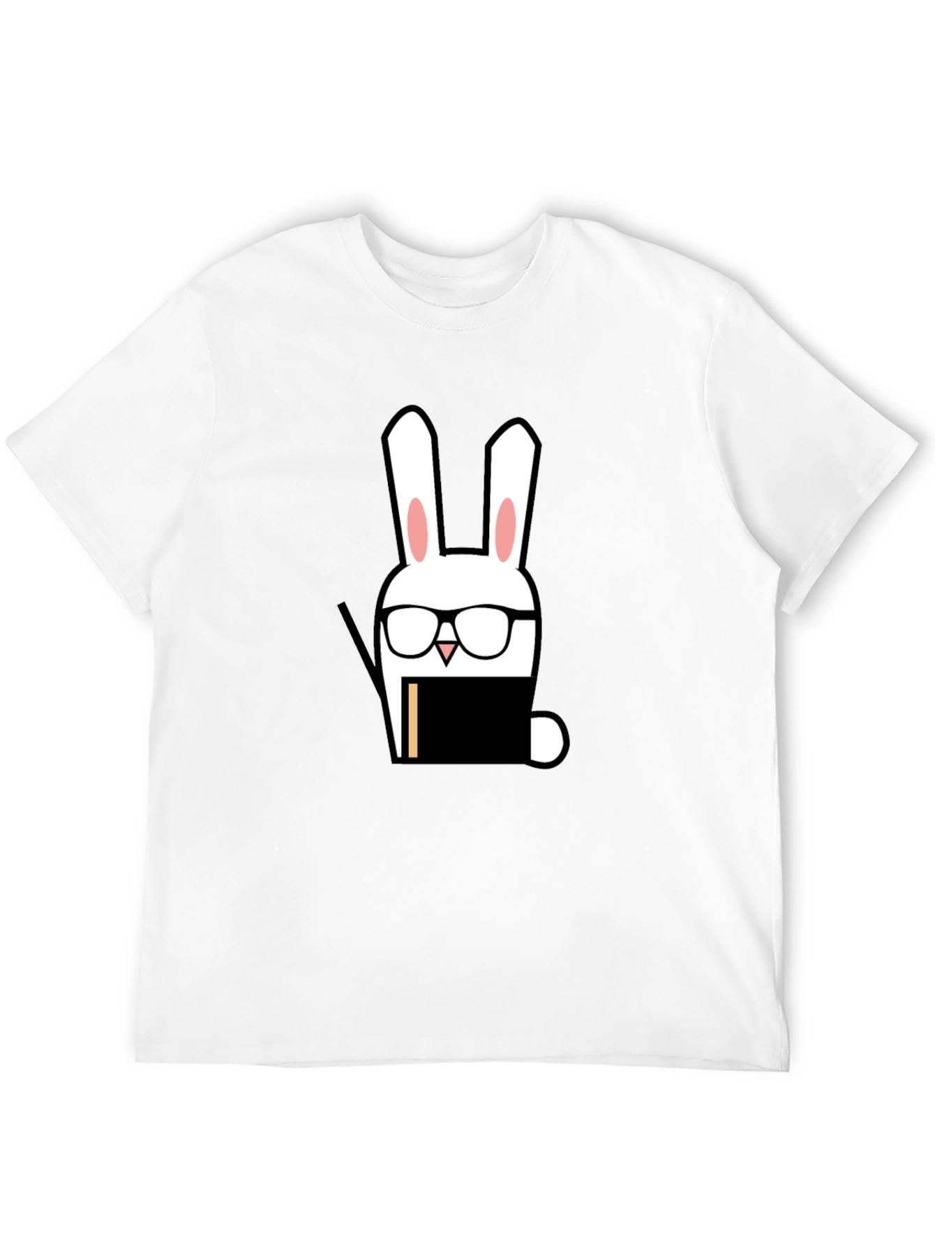 Black Nerdy Rabbit Graphic Tee - Black Cotton T-Shirt view 12