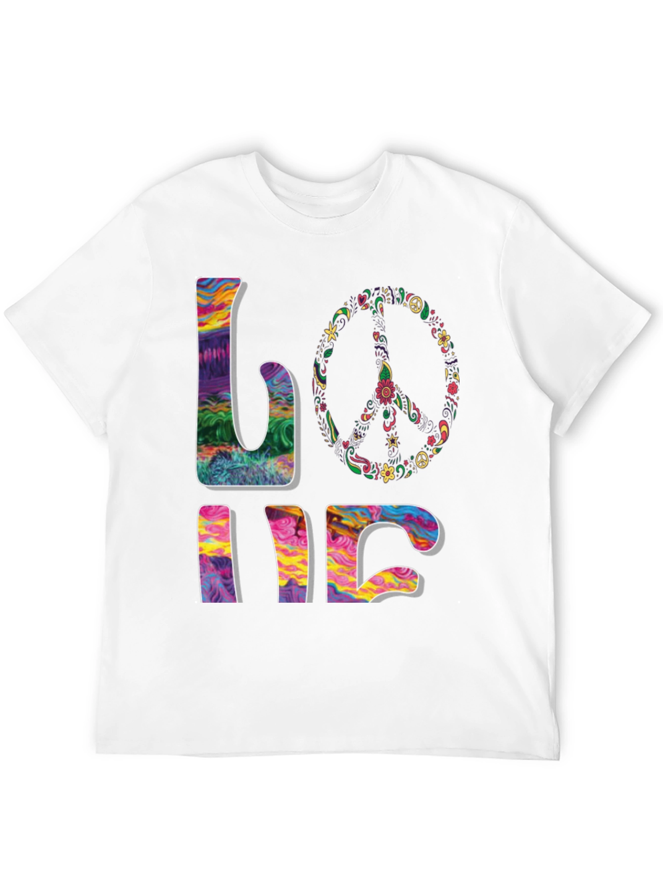Black Peace & Love Psychedelic T-Shirt view 12
