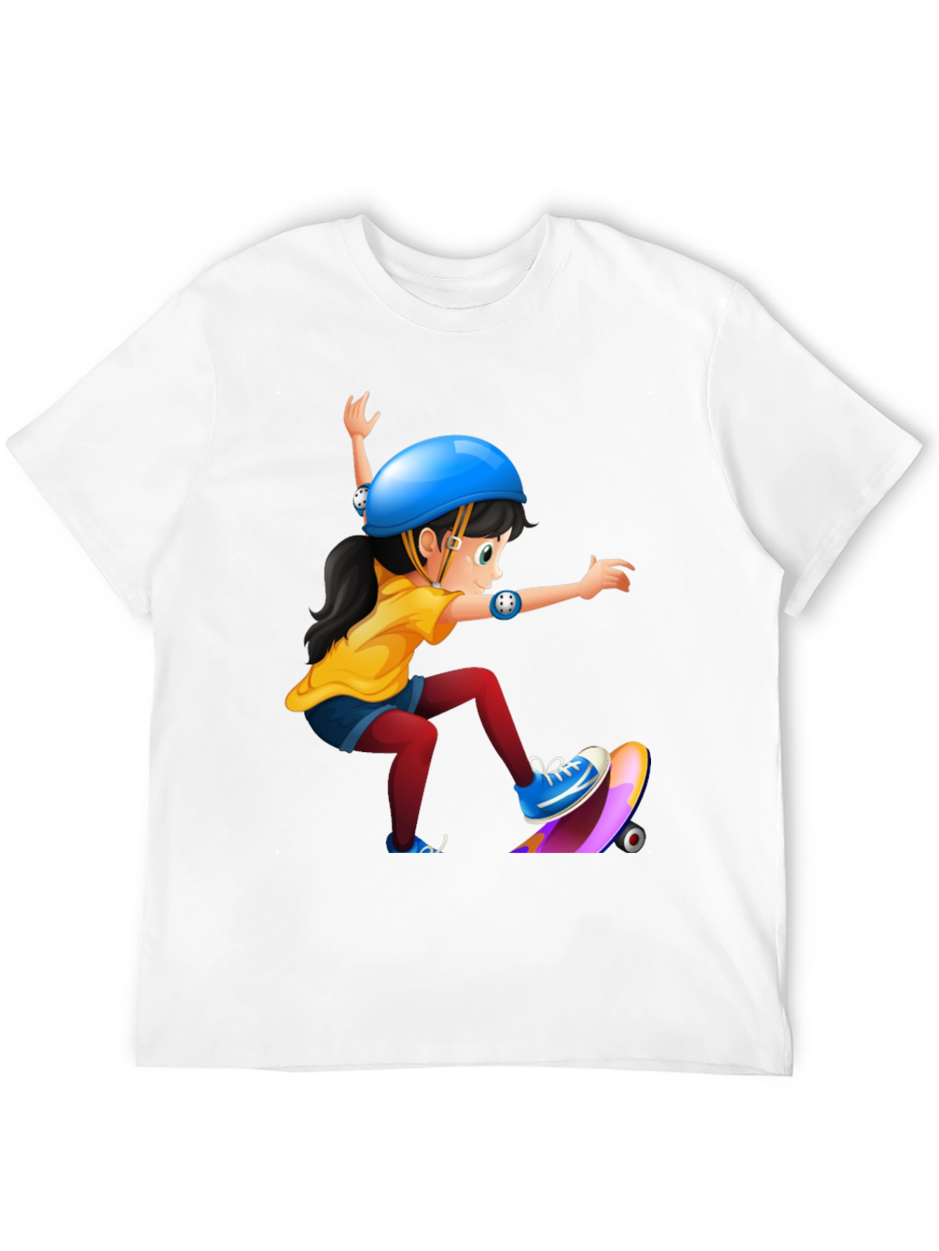 Black Skater Girl Graphic Tee - Black Cotton T-Shirt view 12