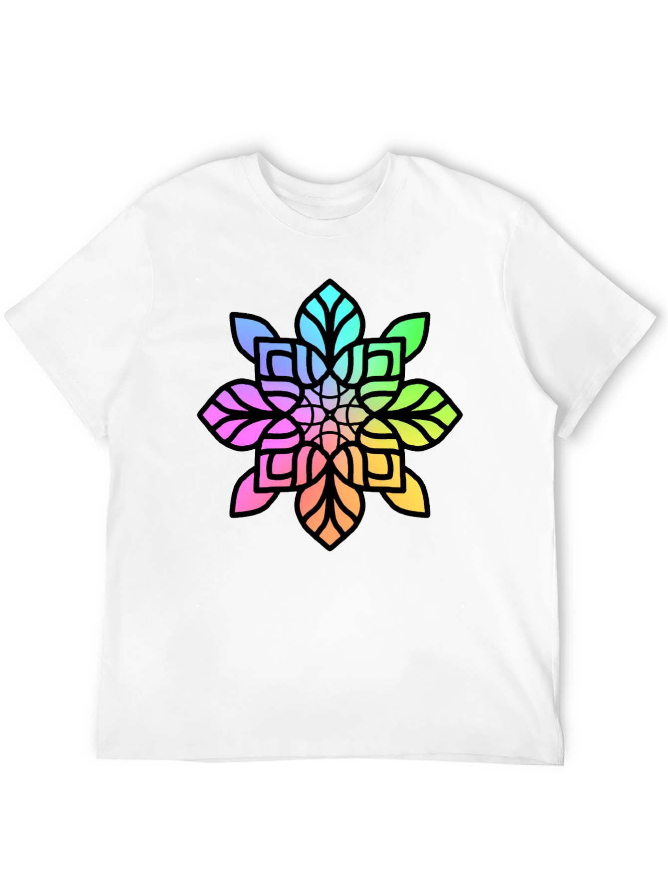 Black Rainbow Mandala Graphic Black Tee view 12