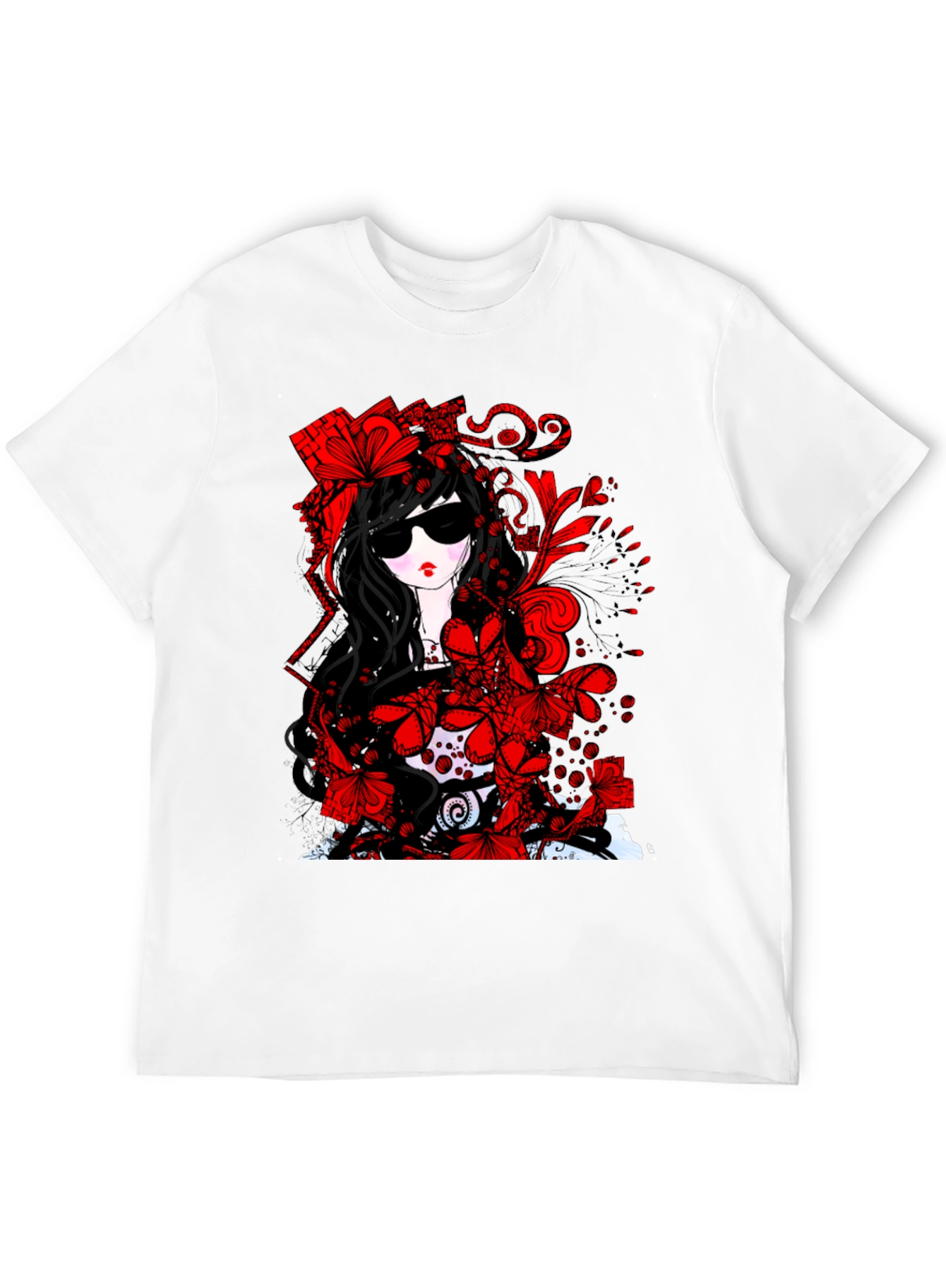 Black Gothic Floral T-Shirt - Dark & Stylish view 12