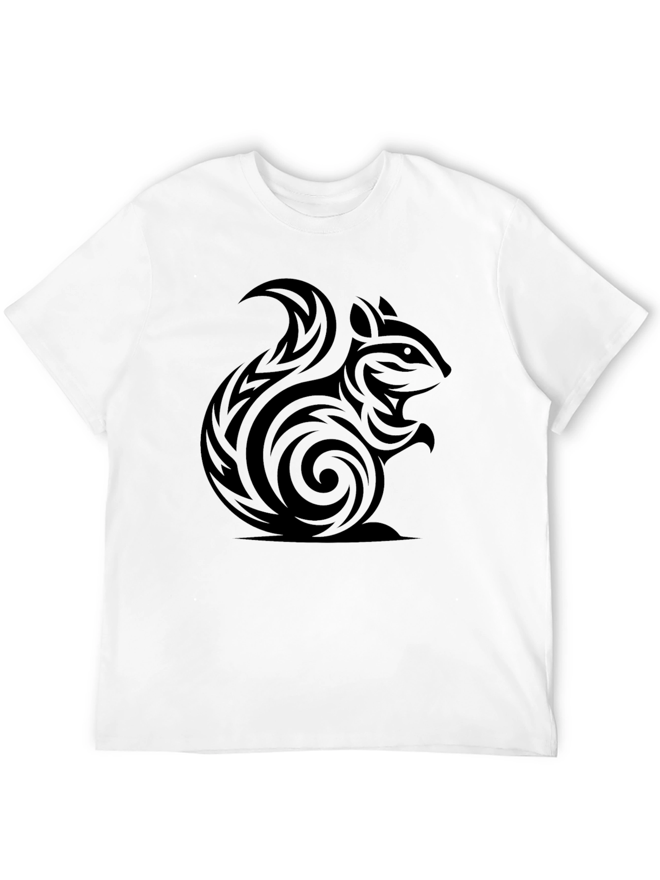 Black Tribal Squirrel Tee - Black Cotton Graphic T-Shirt view 12