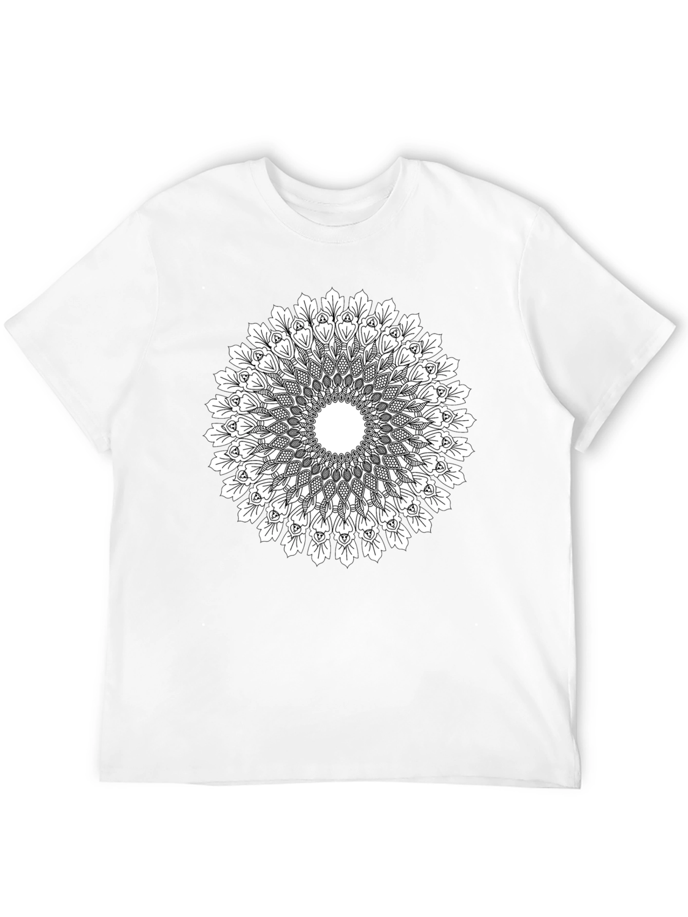 Black Mandala Print Black T-Shirt view 12
