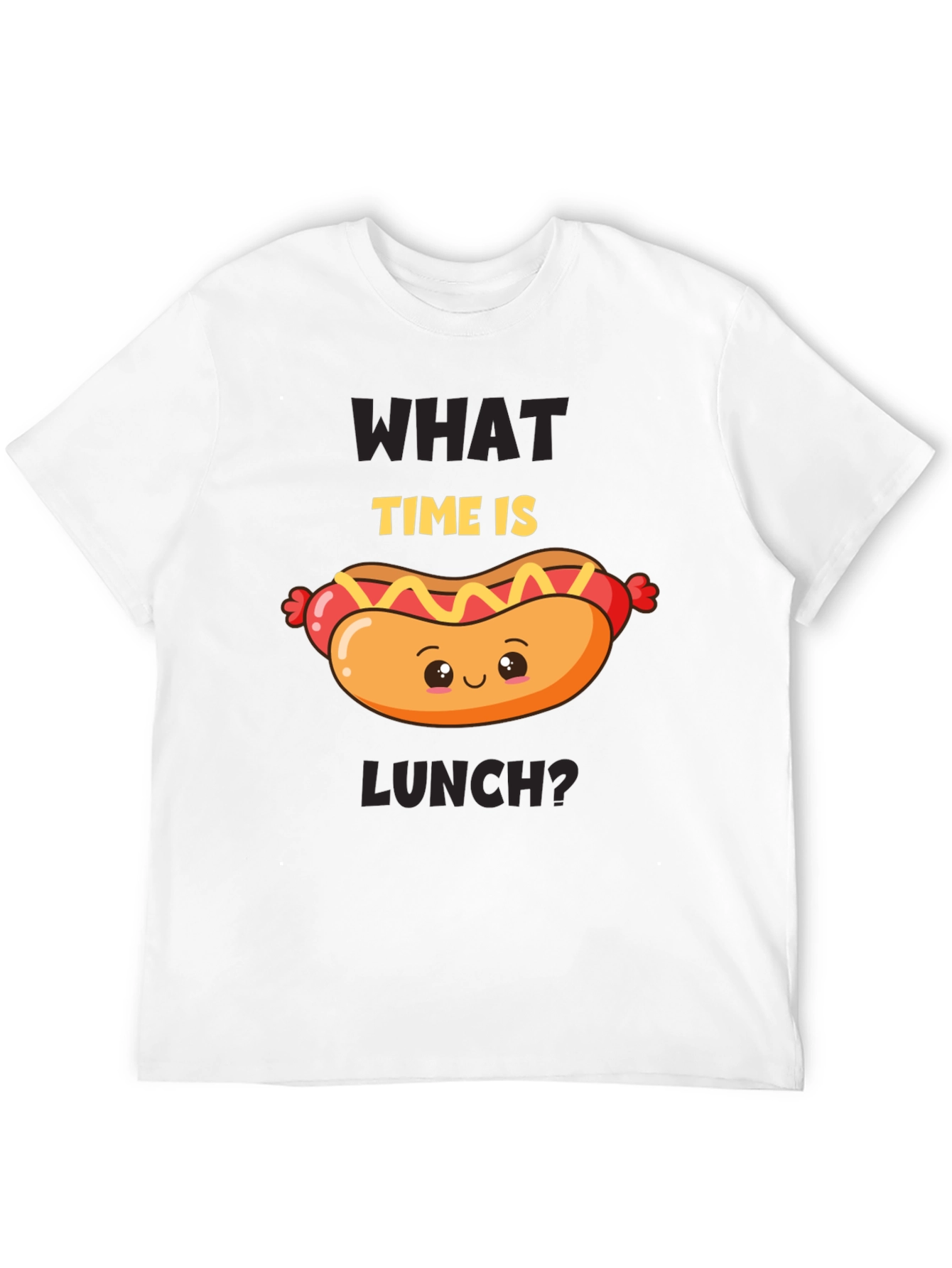 Black Funny Hot Dog T-Shirt - What Time Is Lunch? view 12