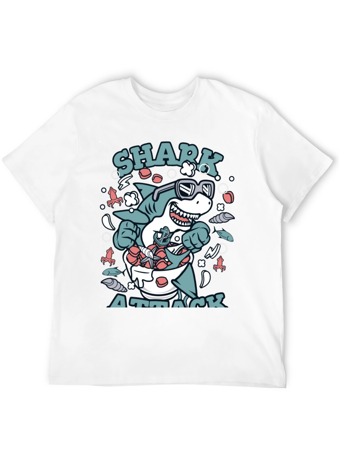 Shark Attack T-Shirt, Novelty Graphic Tee - 12