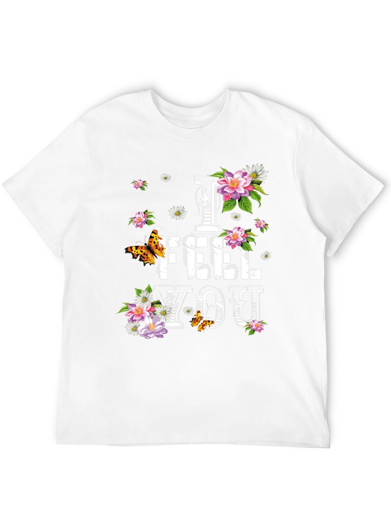 Black Floral "I FEEL YOU" Graphic T-Shirt - Stylish Comfort view 12