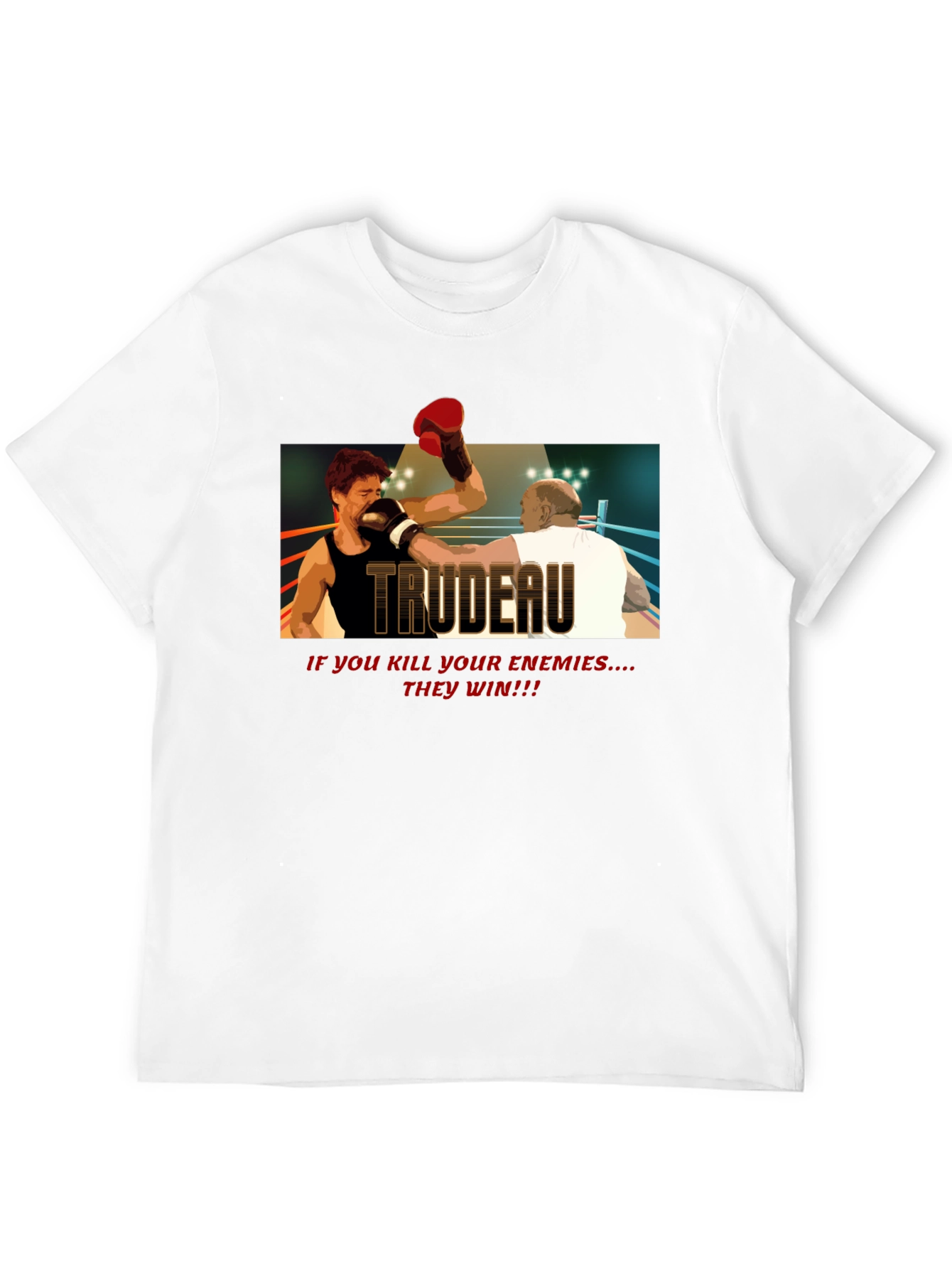 Black Trudeau Boxing Graphic Tee - Political Statement T-Shirt view 12
