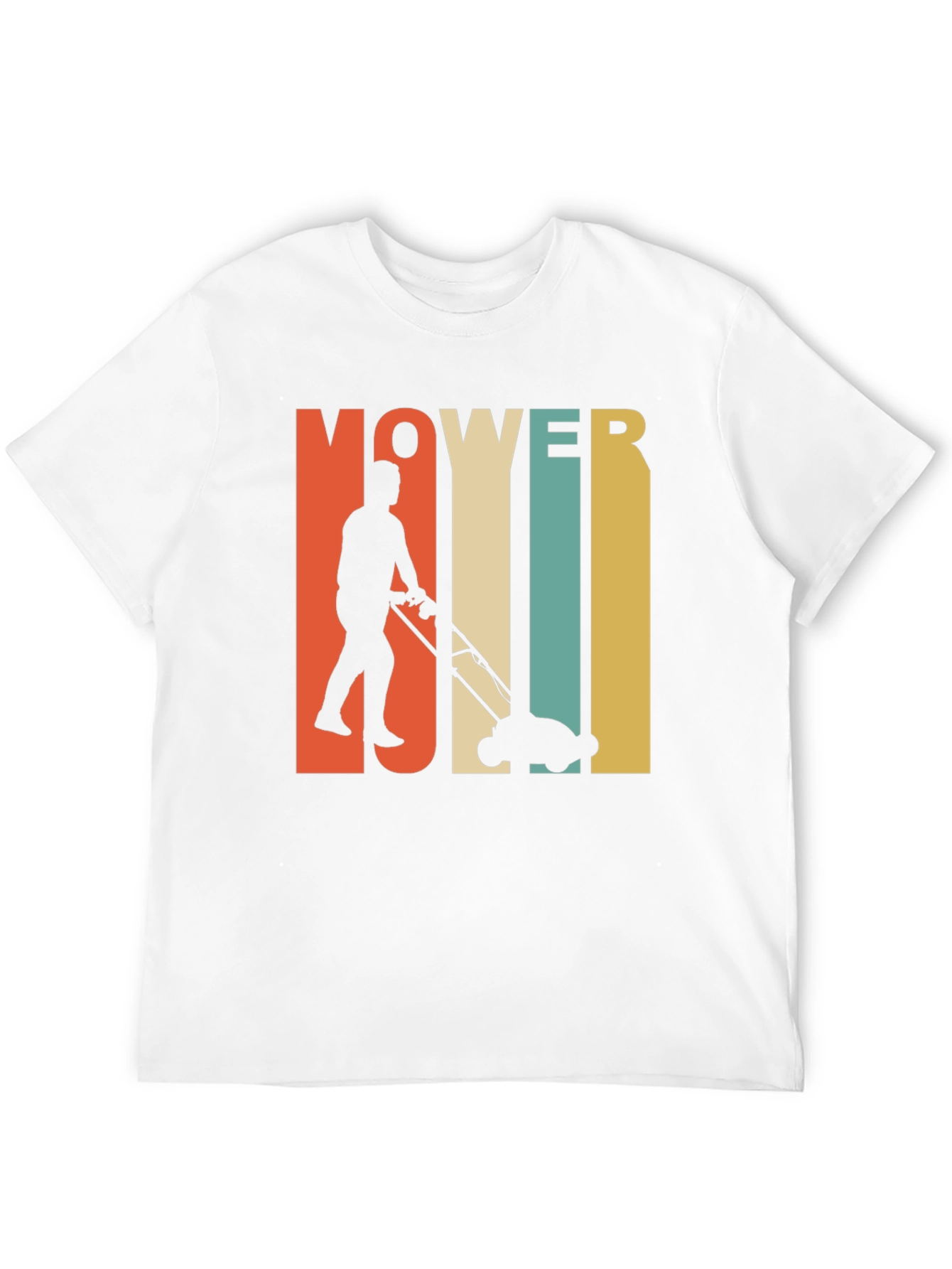 Black Vintage Mower Man T-Shirt - Retro Lawn Care Design view 12