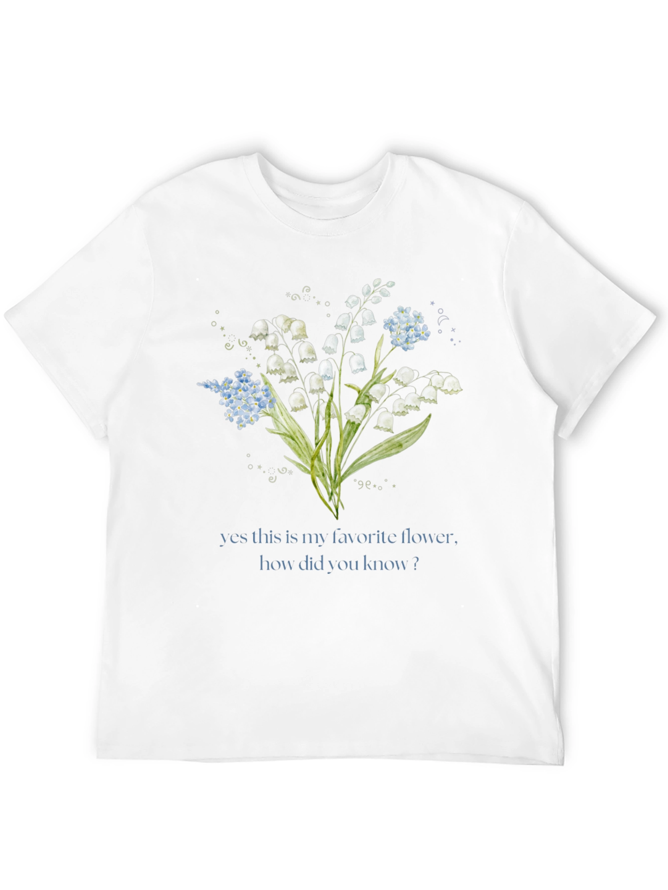 Black Floral Graphic T-Shirt - Lily of the Valley Design view 12