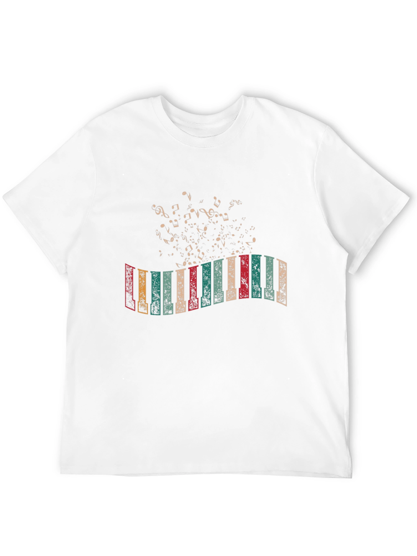 Black Retro Piano Keys & Notes Black T-Shirt view 12